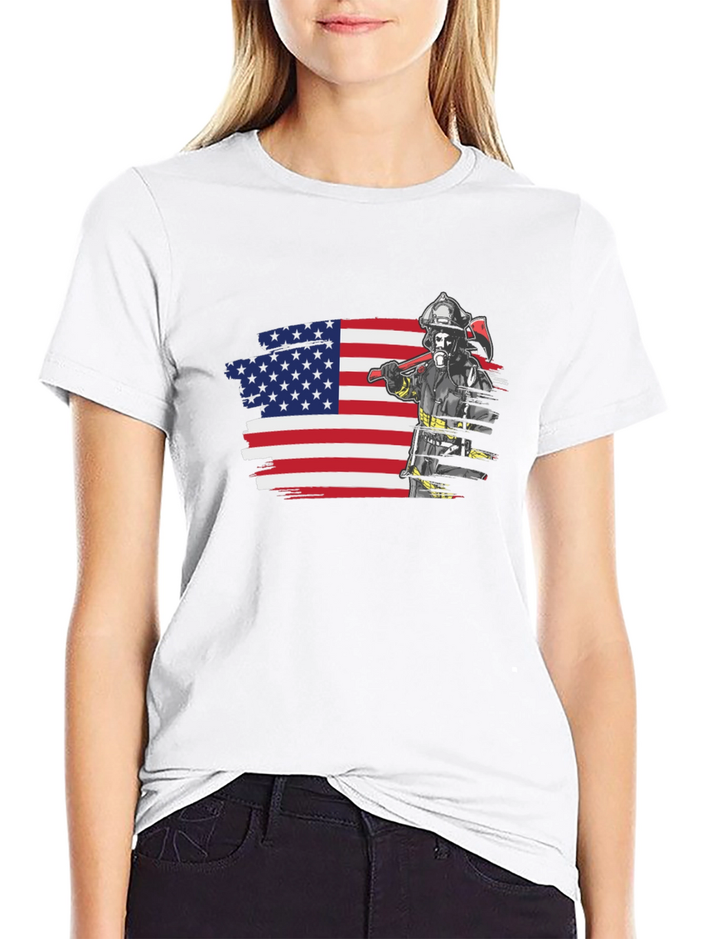 Firefighter USA Flag Graphic Tee