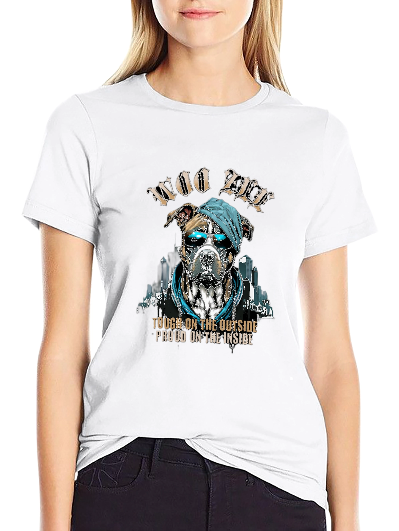 Woo Pitbull T-Shirt: Tough Outside Proud Inside