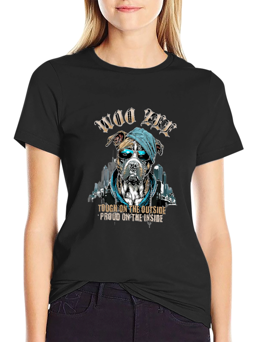Woo Pitbull T-Shirt: Tough Outside Proud Inside