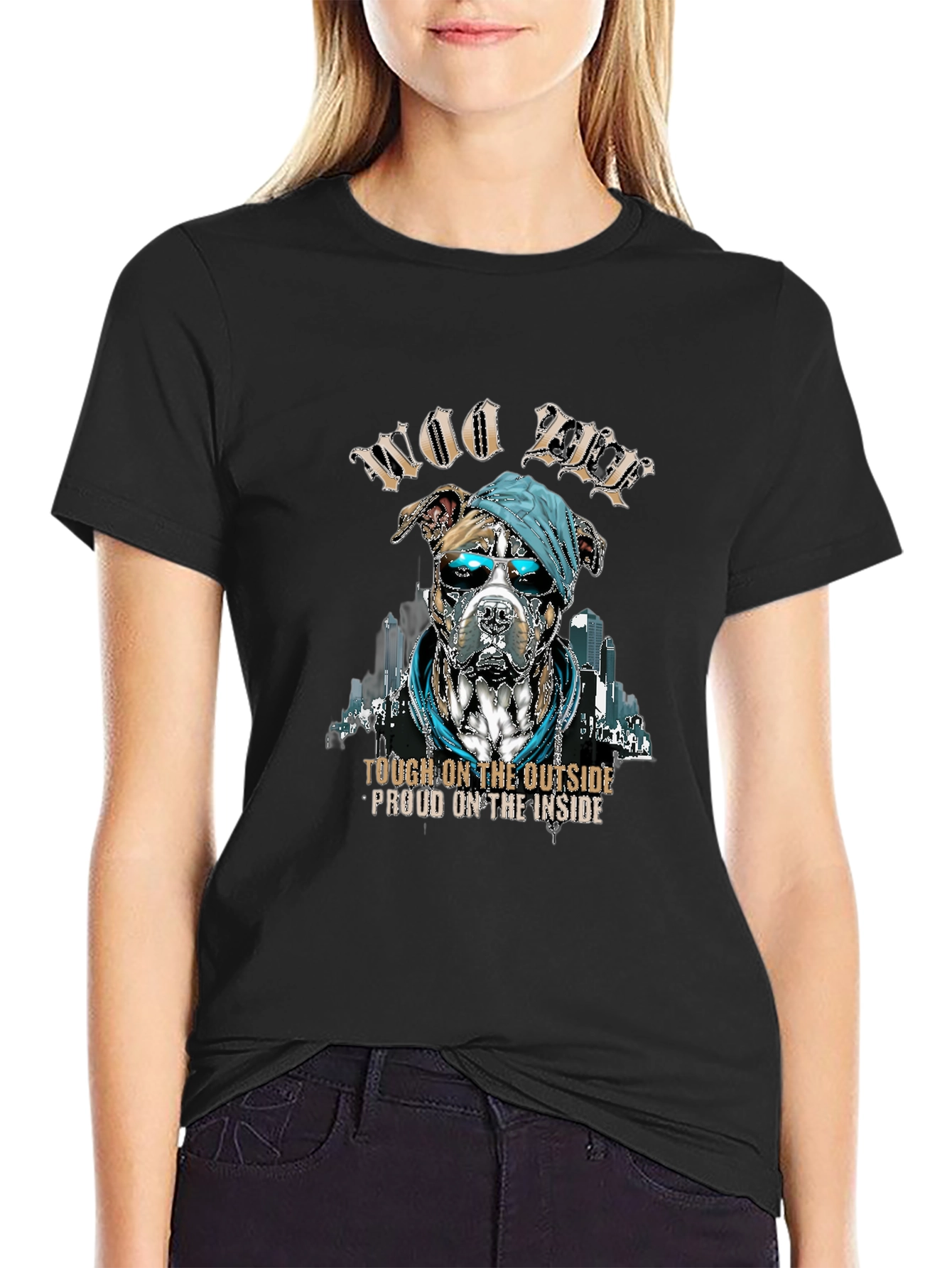 Woo Pitbull T-Shirt: Tough Outside Proud Inside