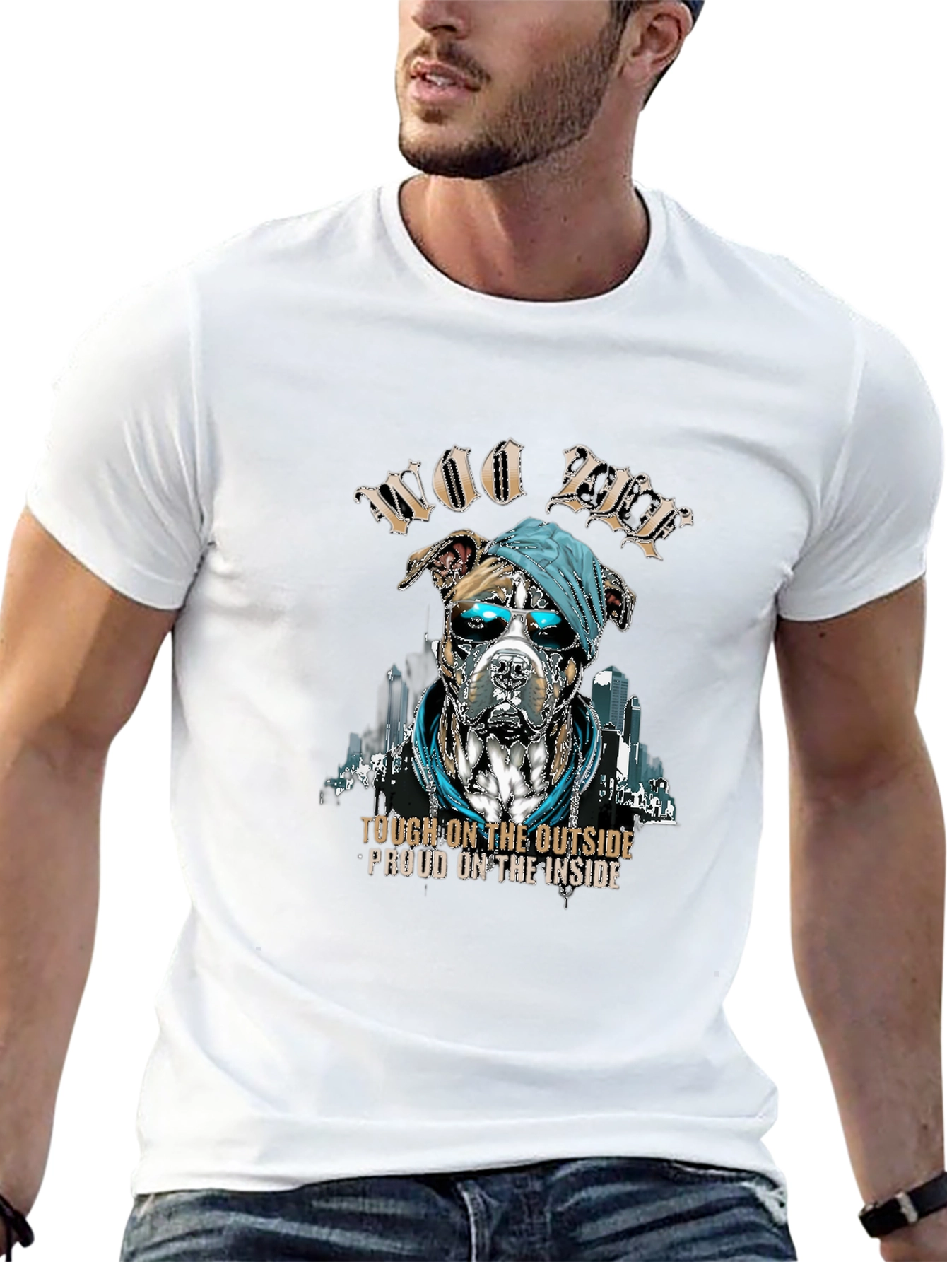 Woo Pitbull T-Shirt: Tough Outside Proud Inside
