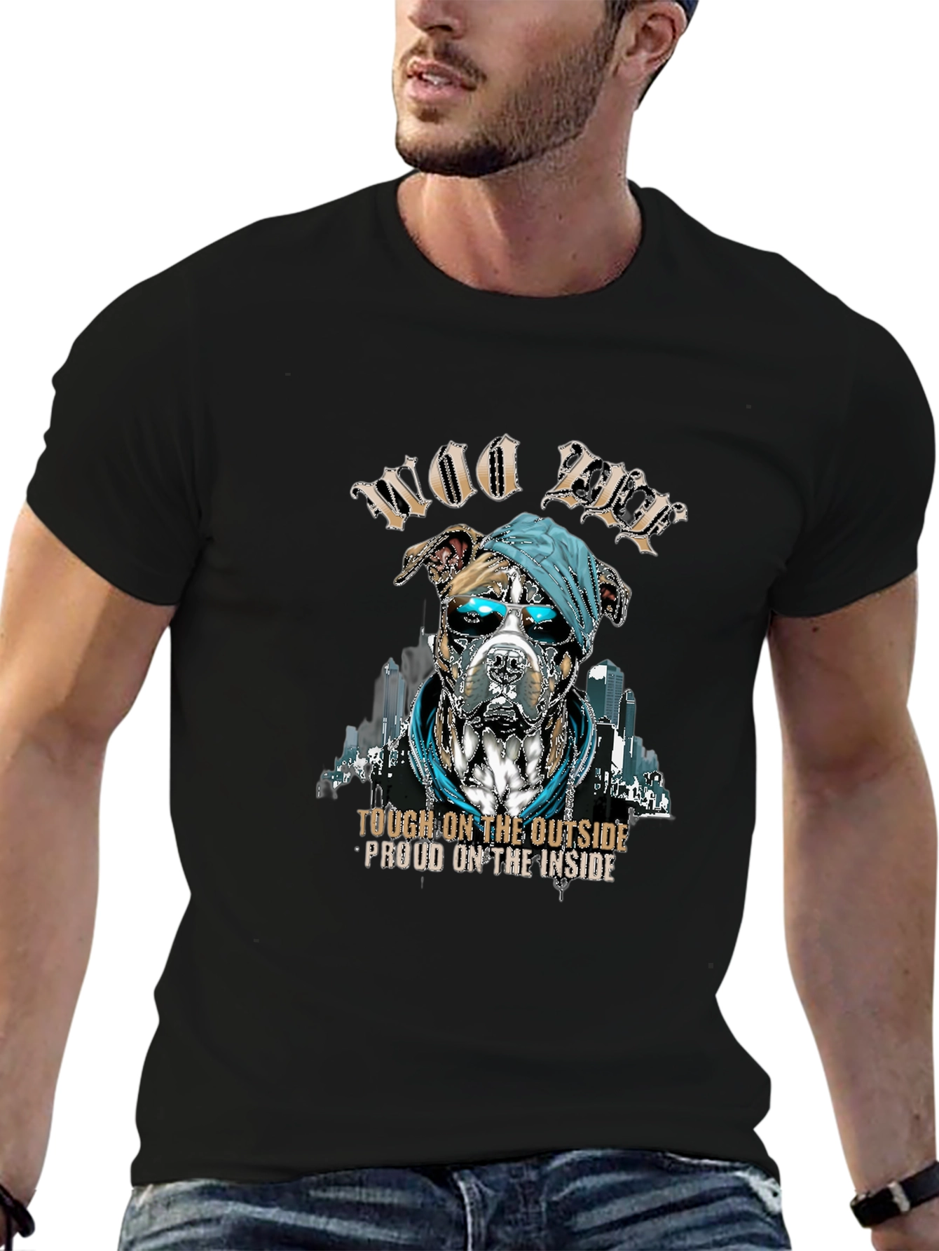 Woo Pitbull T-Shirt: Tough Outside Proud Inside
