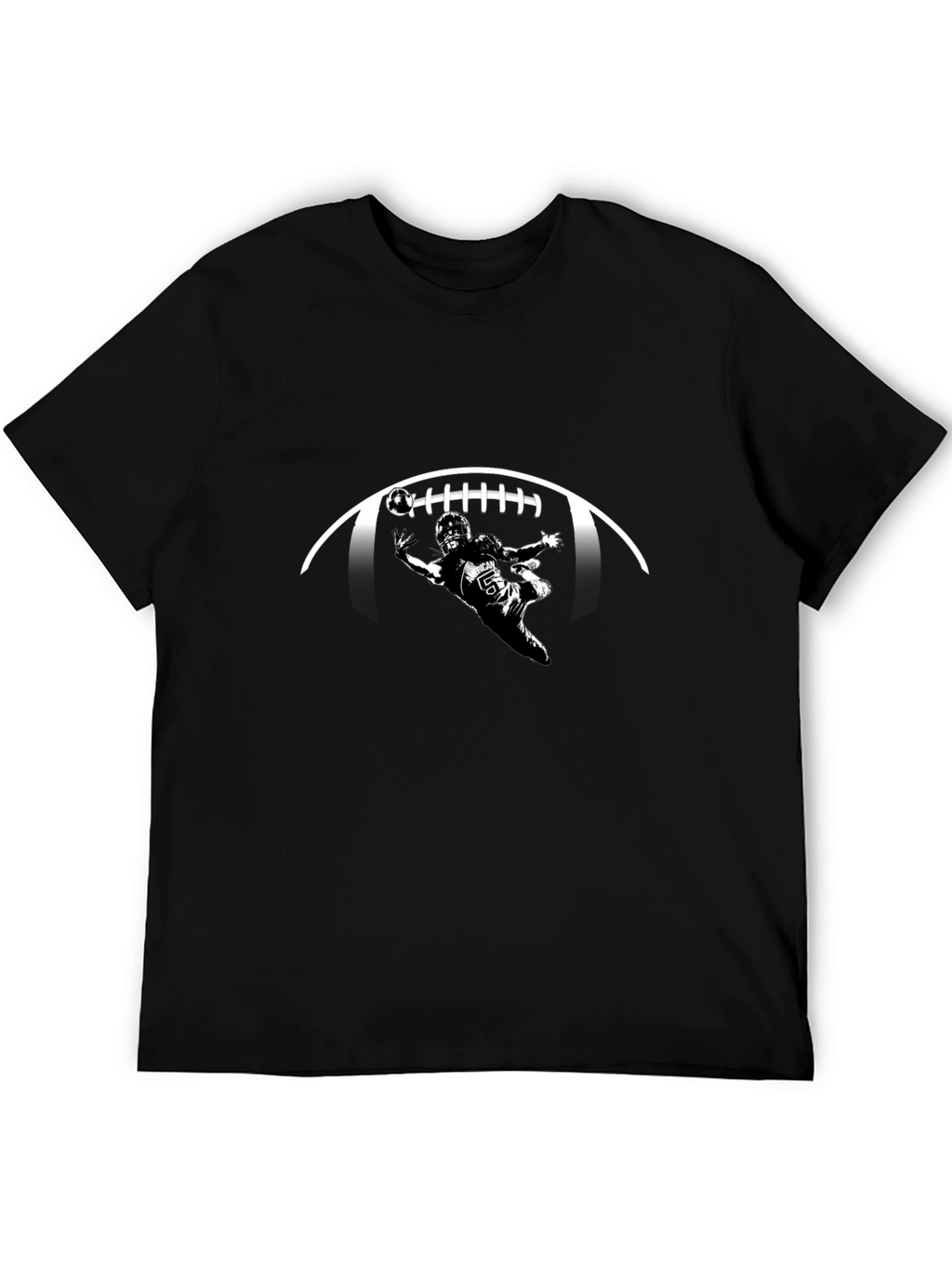 Football Player Graphic Print Black T-Shirt