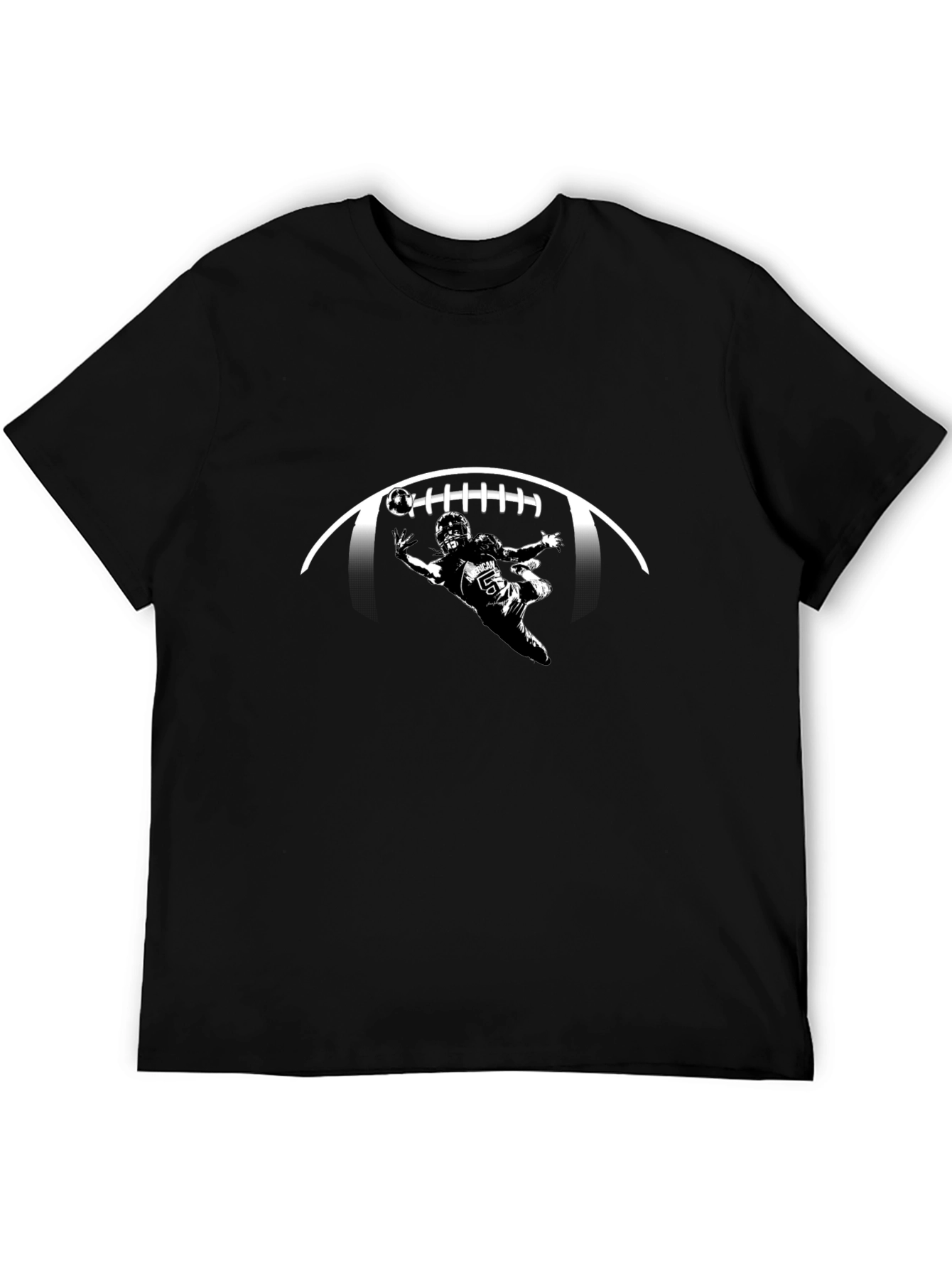 Football Player Graphic Print Black T-Shirt