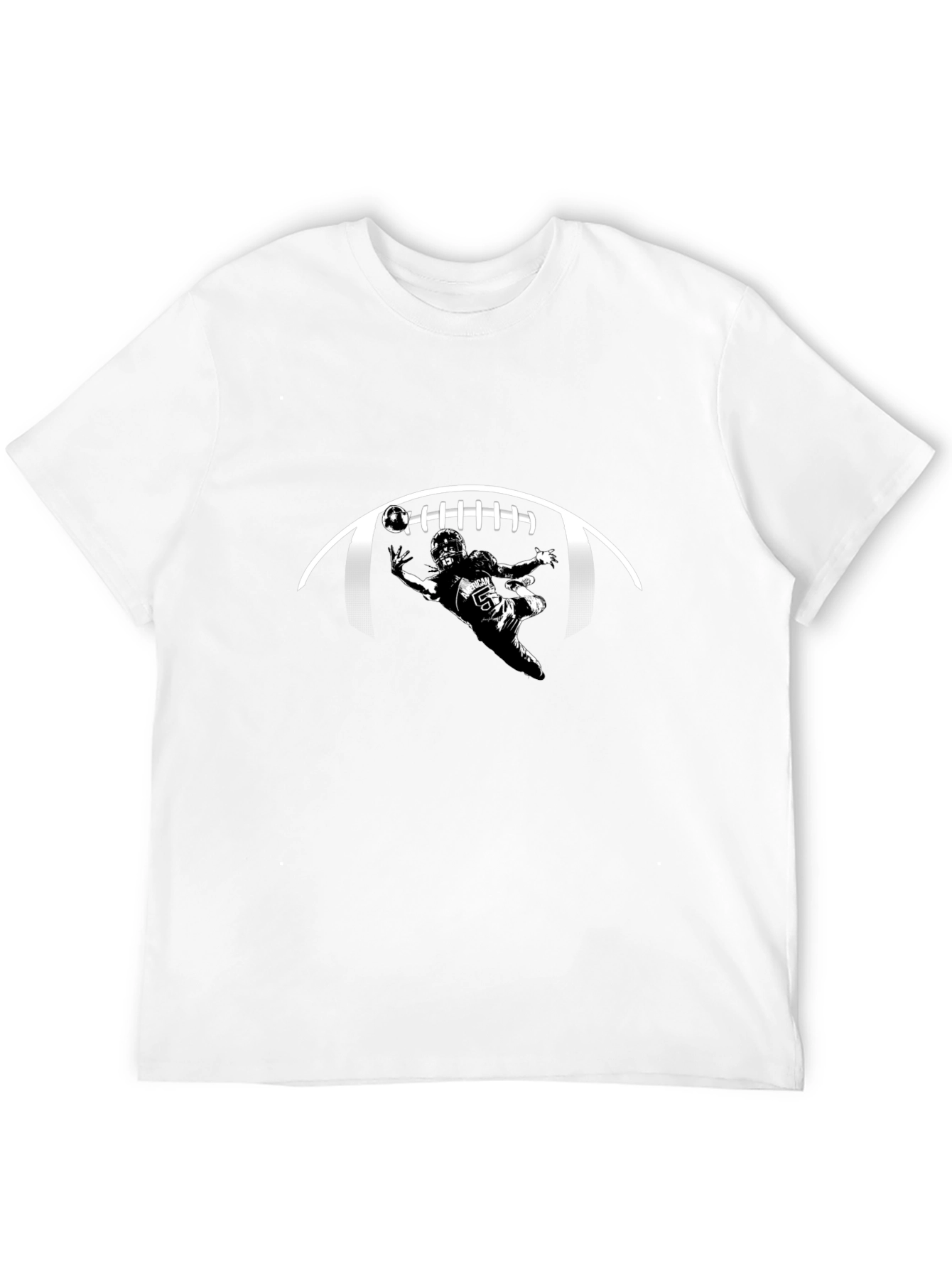 Football Player Graphic Print Black T-Shirt