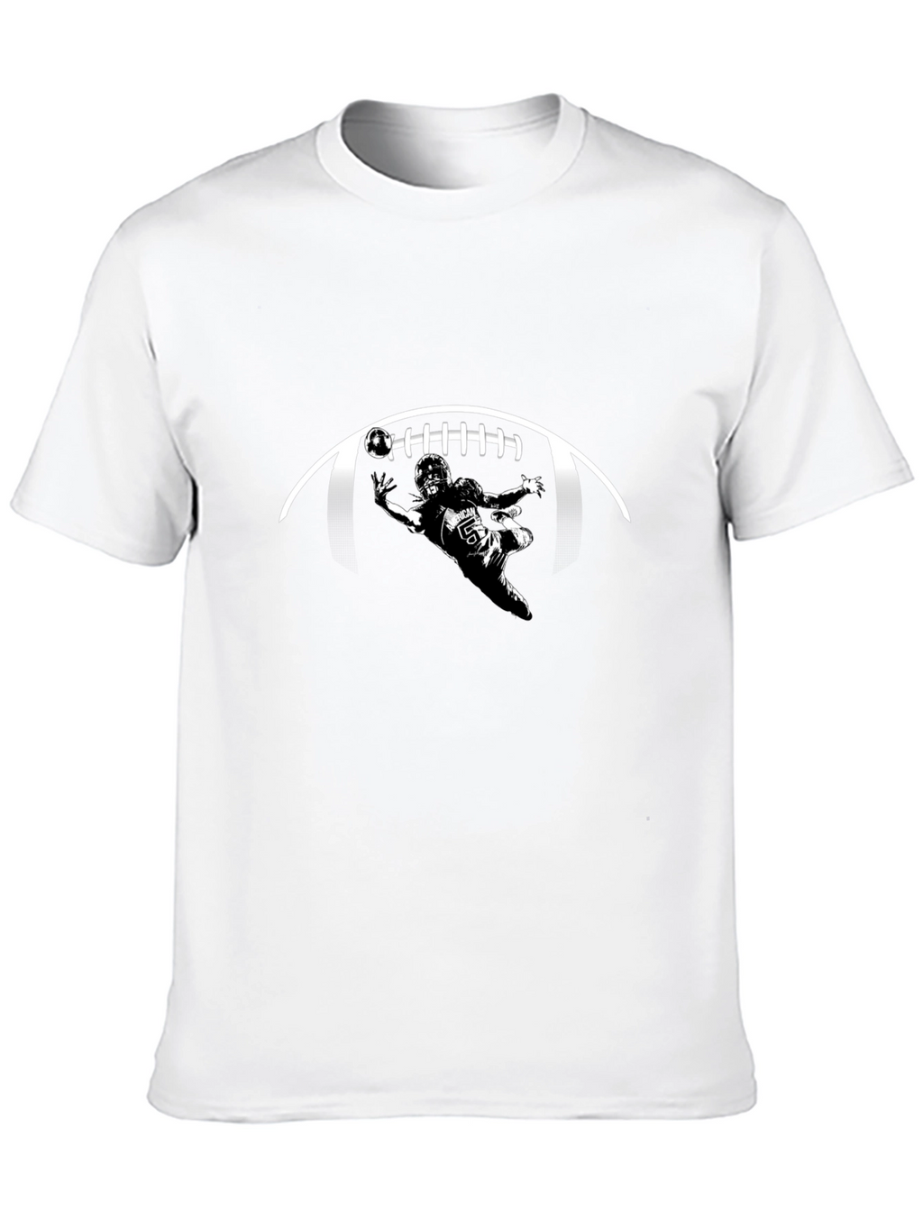 Football Player Graphic Print Black T-Shirt