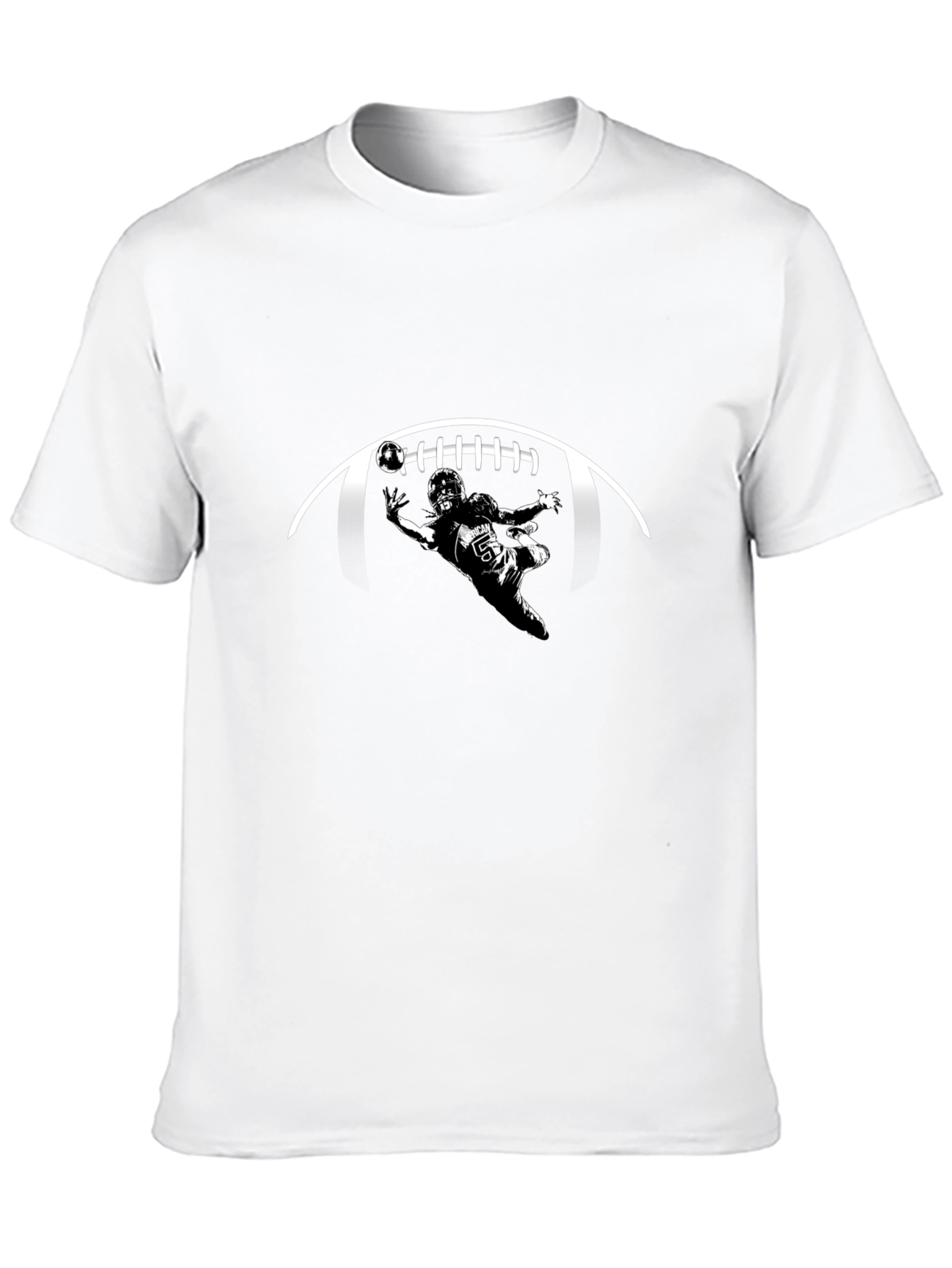 Football Player Graphic Print Black T-Shirt