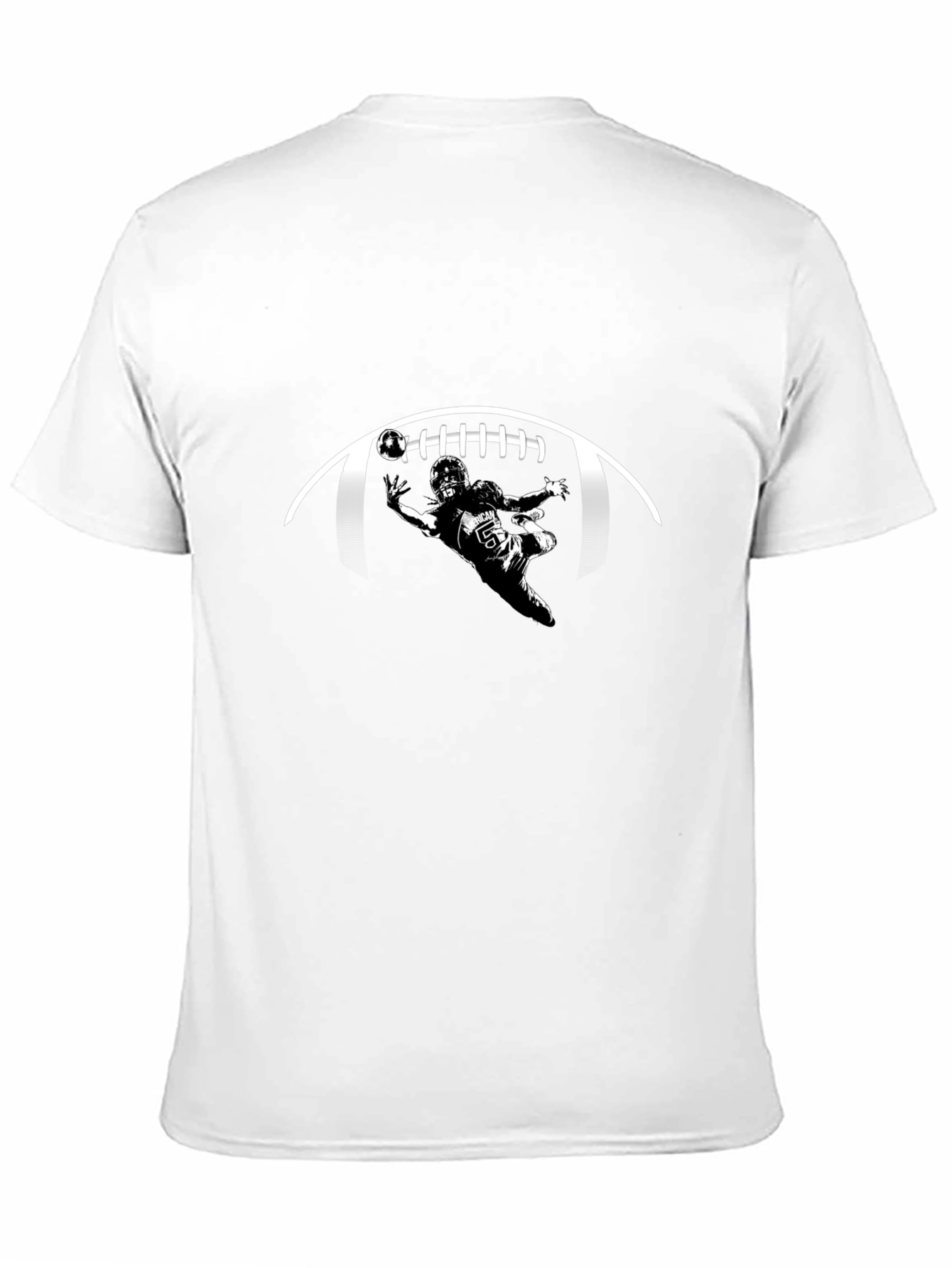 Football Player Graphic Print Black T-Shirt