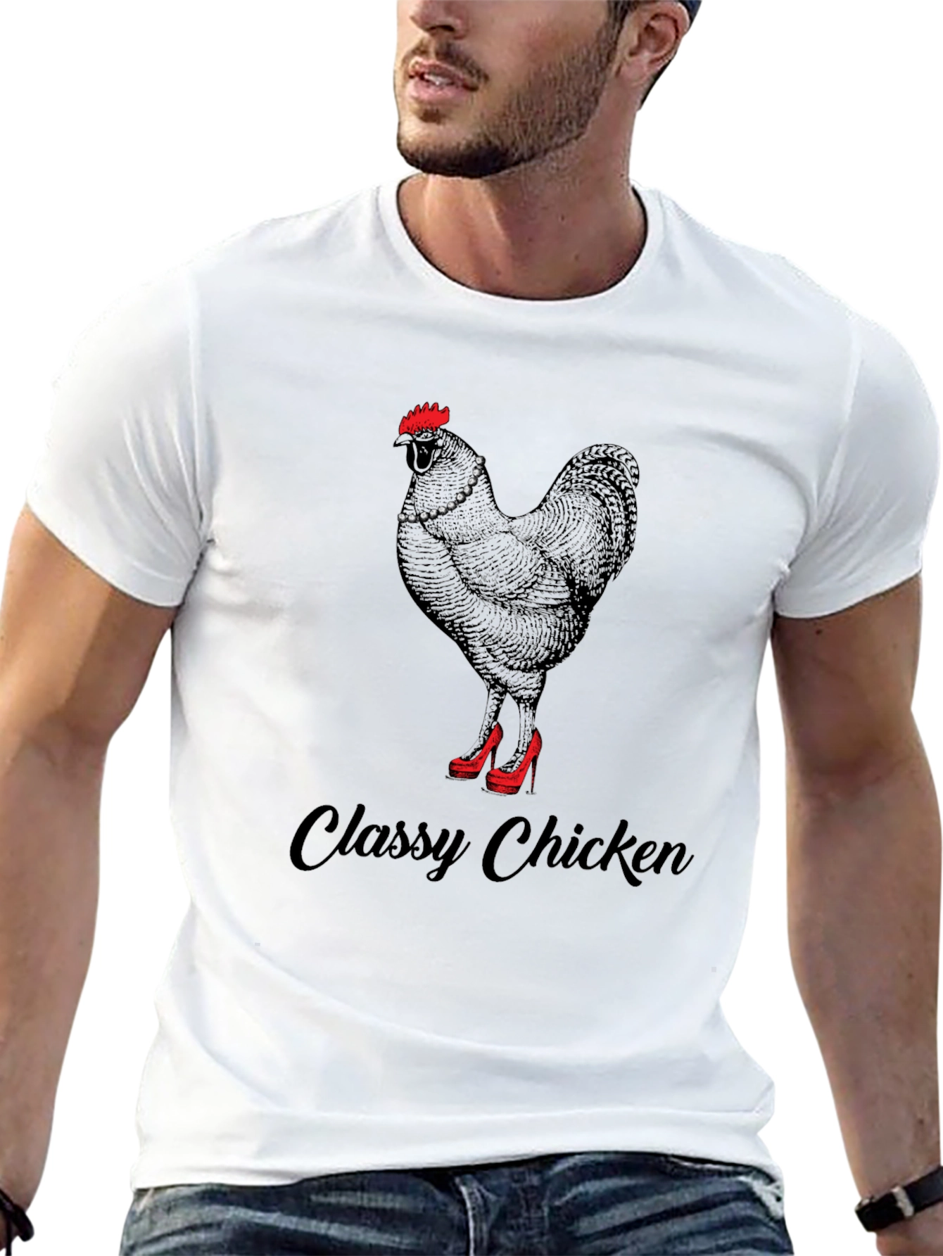 Classy Chicken Graphic T-Shirt - Black