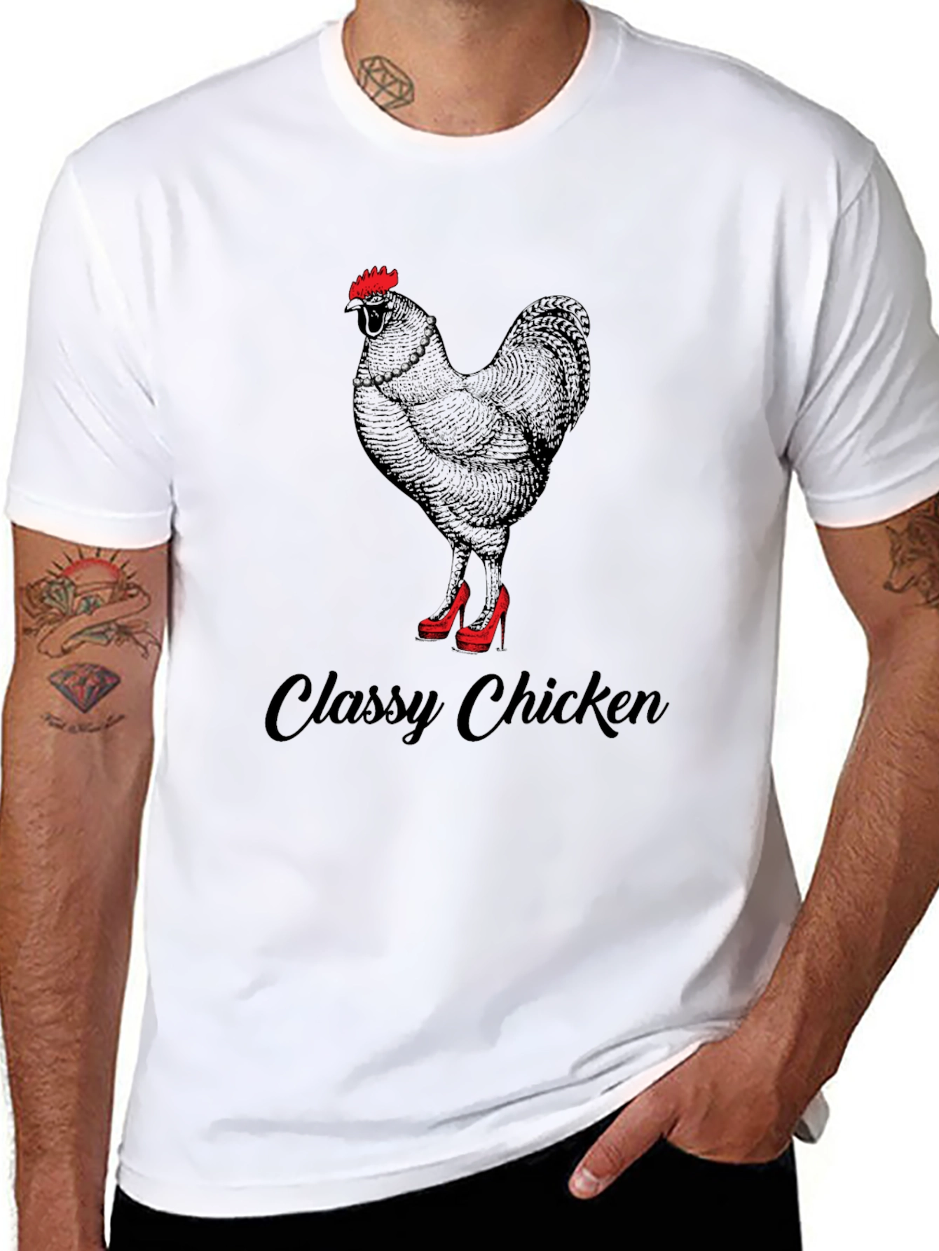 Classy Chicken Graphic T-Shirt - Black