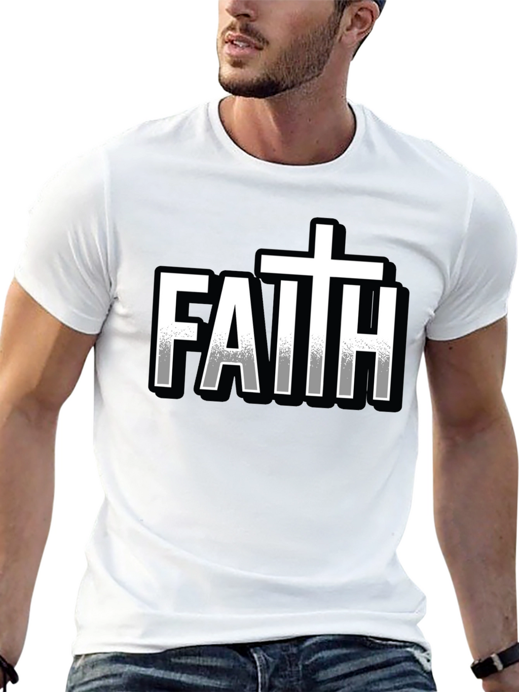 Faith Graphic Print Black T-Shirt for Men