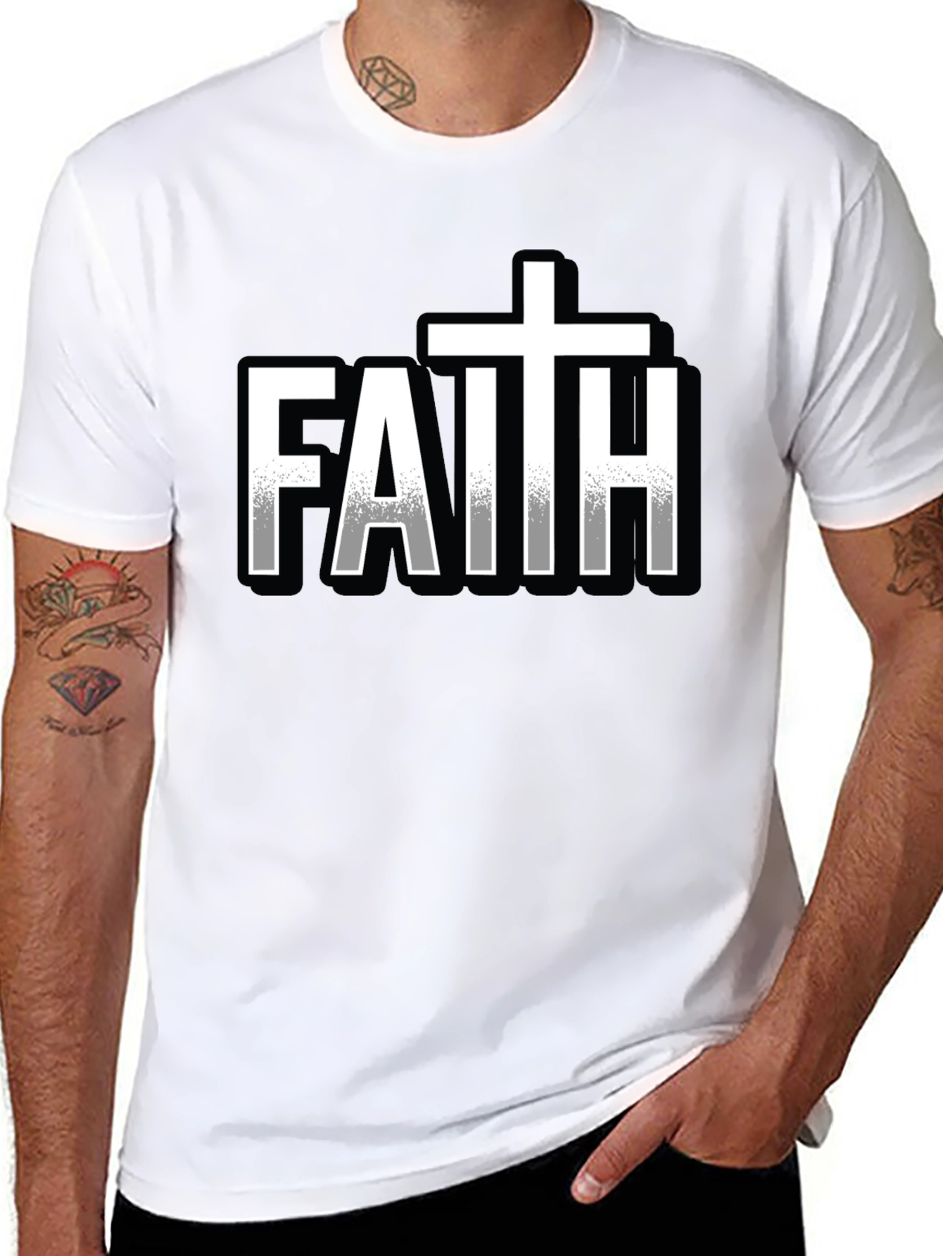 Faith Graphic Print Black T-Shirt for Men