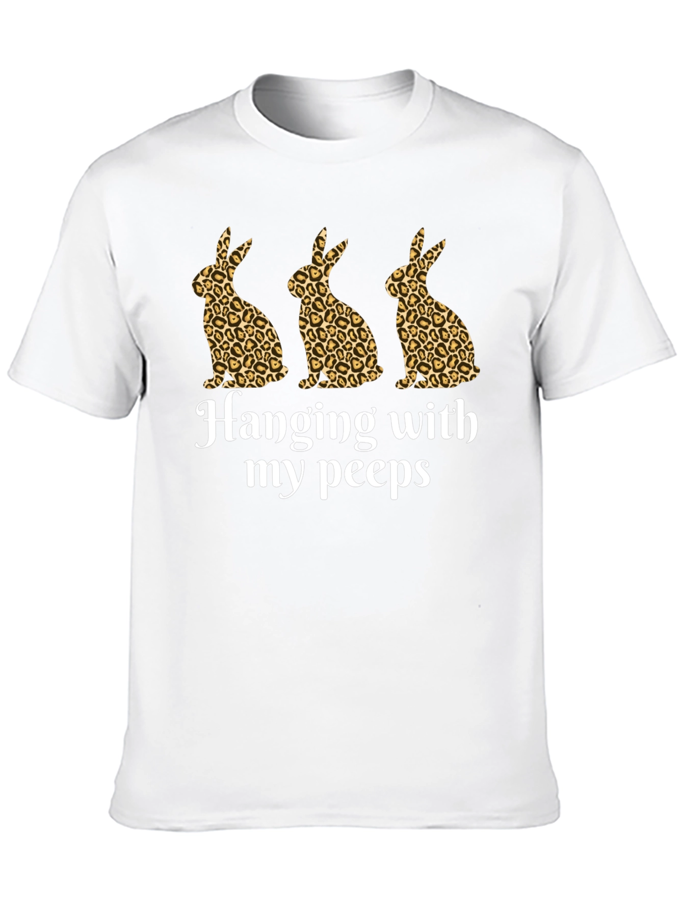 Hanging With My Peeps Easter Bunny Leopard Print T-Shirt