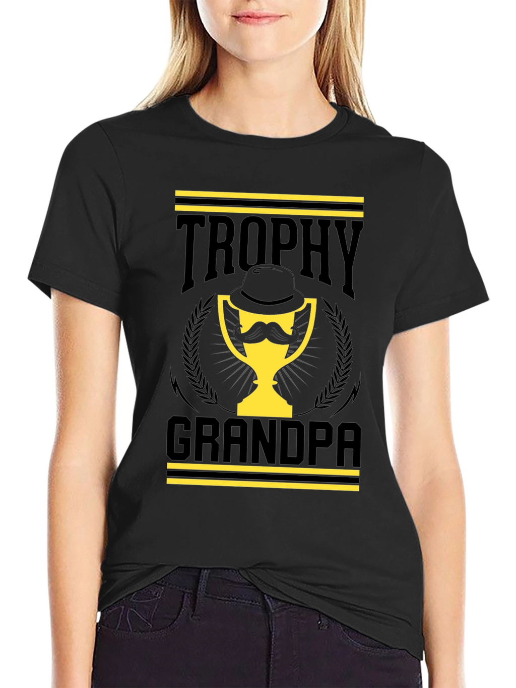 Trophy Grandpa Black T-Shirt - Funny Grandpa Gift