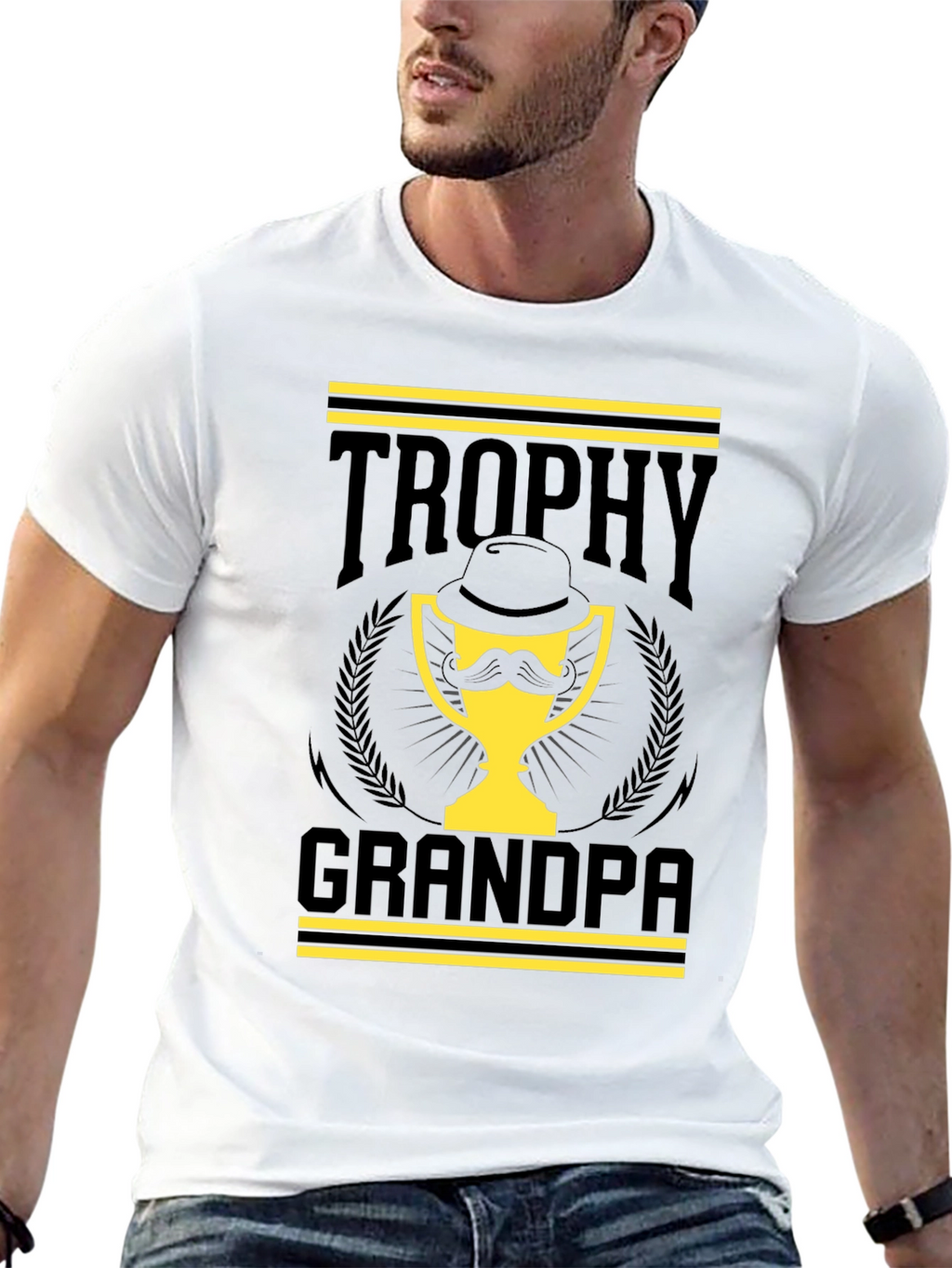 Trophy Grandpa Black T-Shirt - Funny Grandpa Gift
