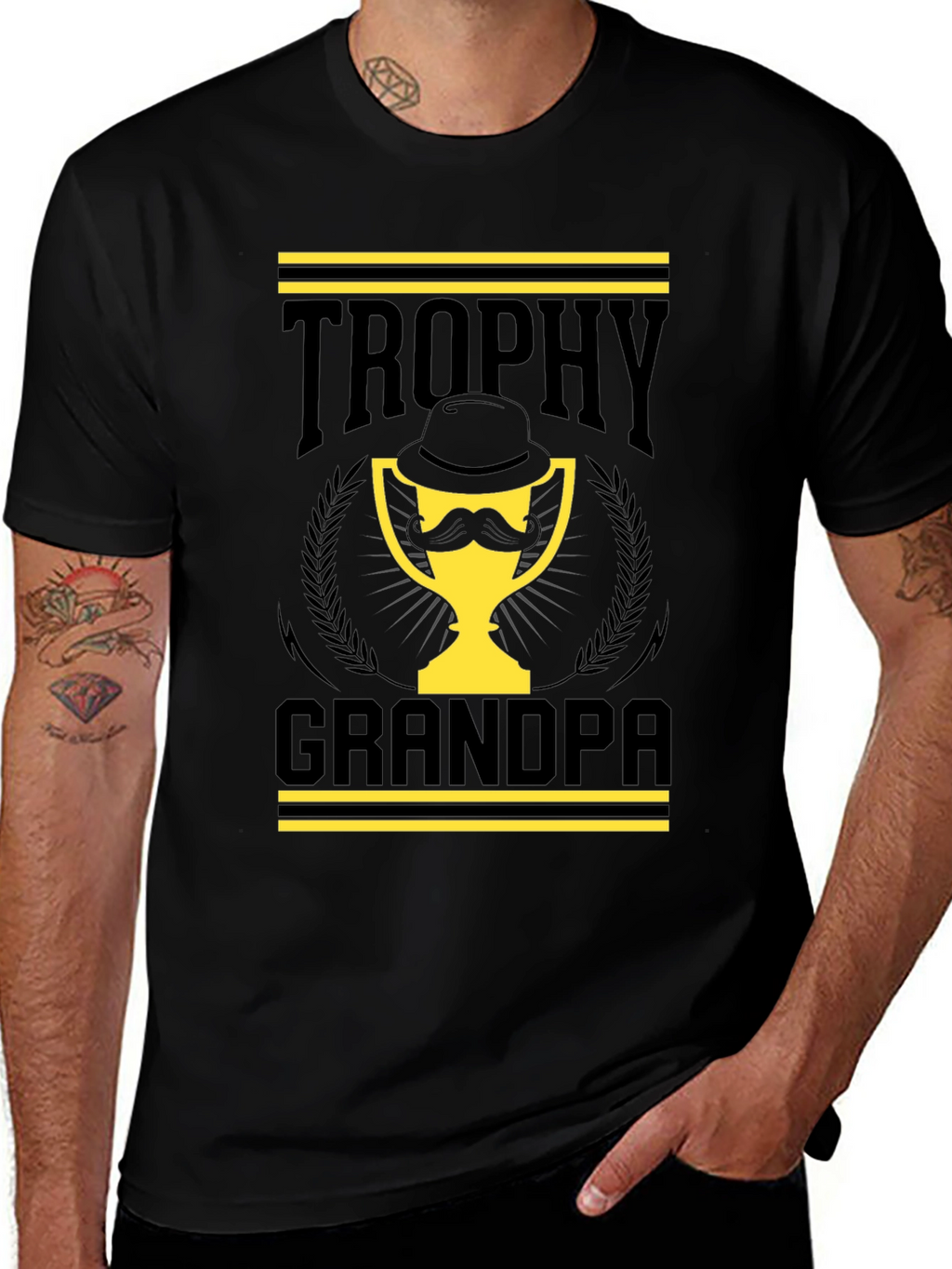 Trophy Grandpa Black T-Shirt - Funny Grandpa Gift
