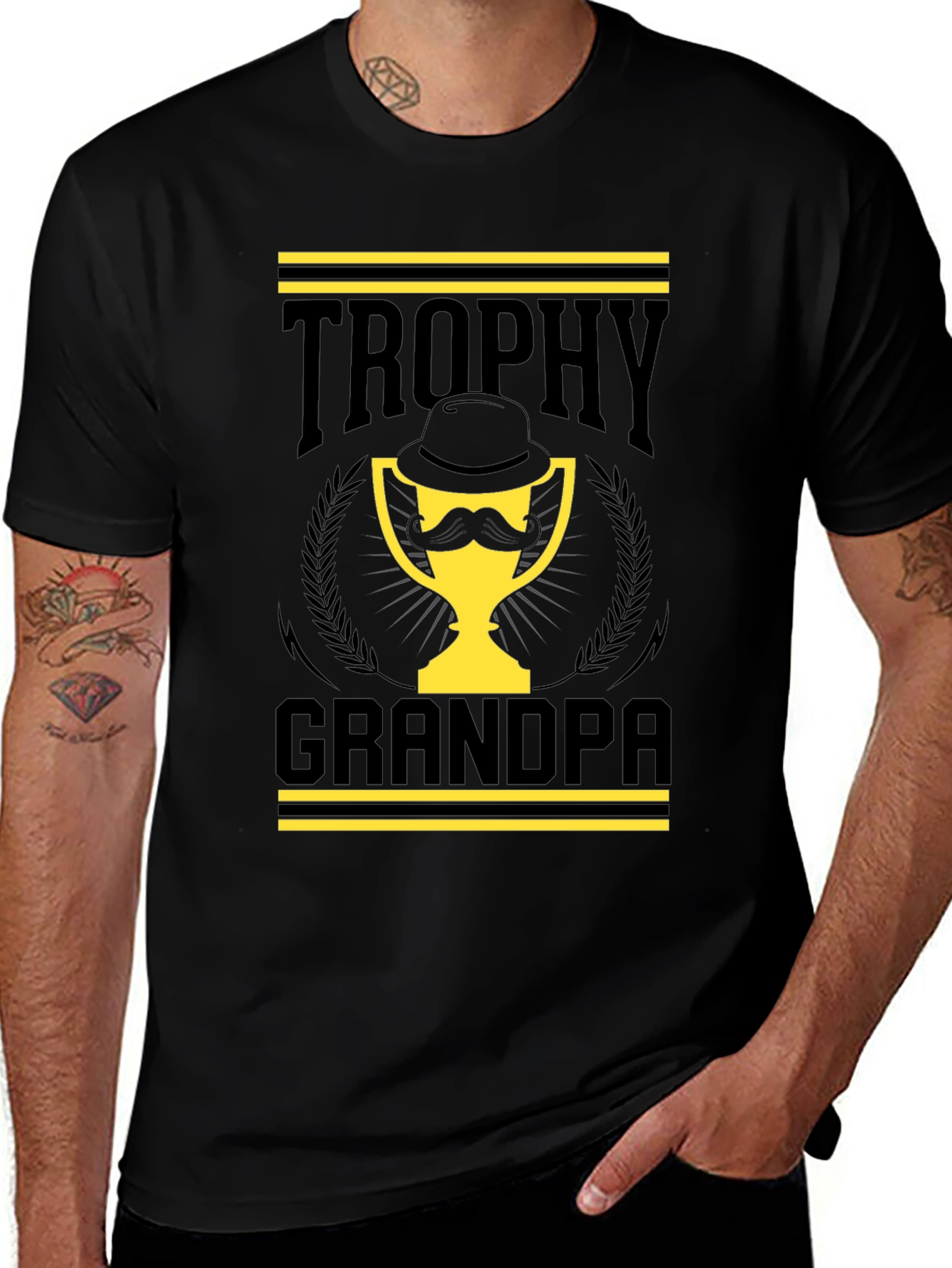 Trophy Grandpa Black T-Shirt - Funny Grandpa Gift