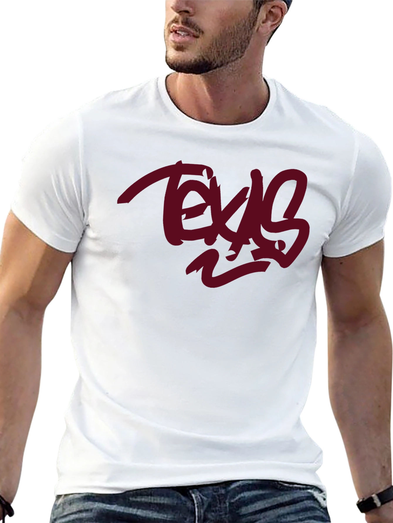 Texas Graphic Tee - Black Cotton Casual Wear