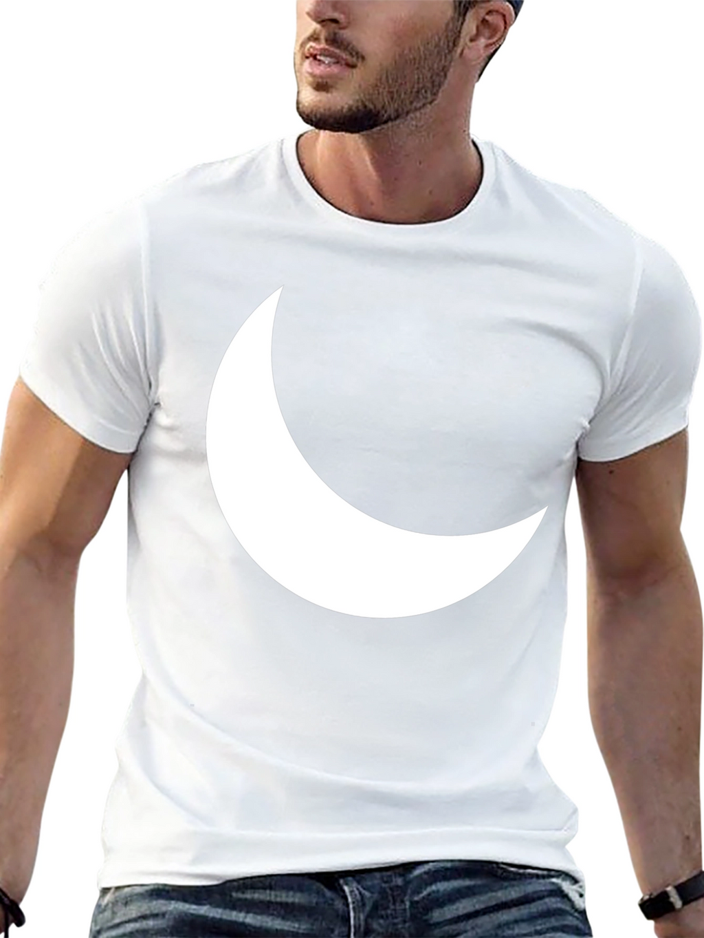 Crescent Moon Graphic T-Shirt - Stylish Black Tee