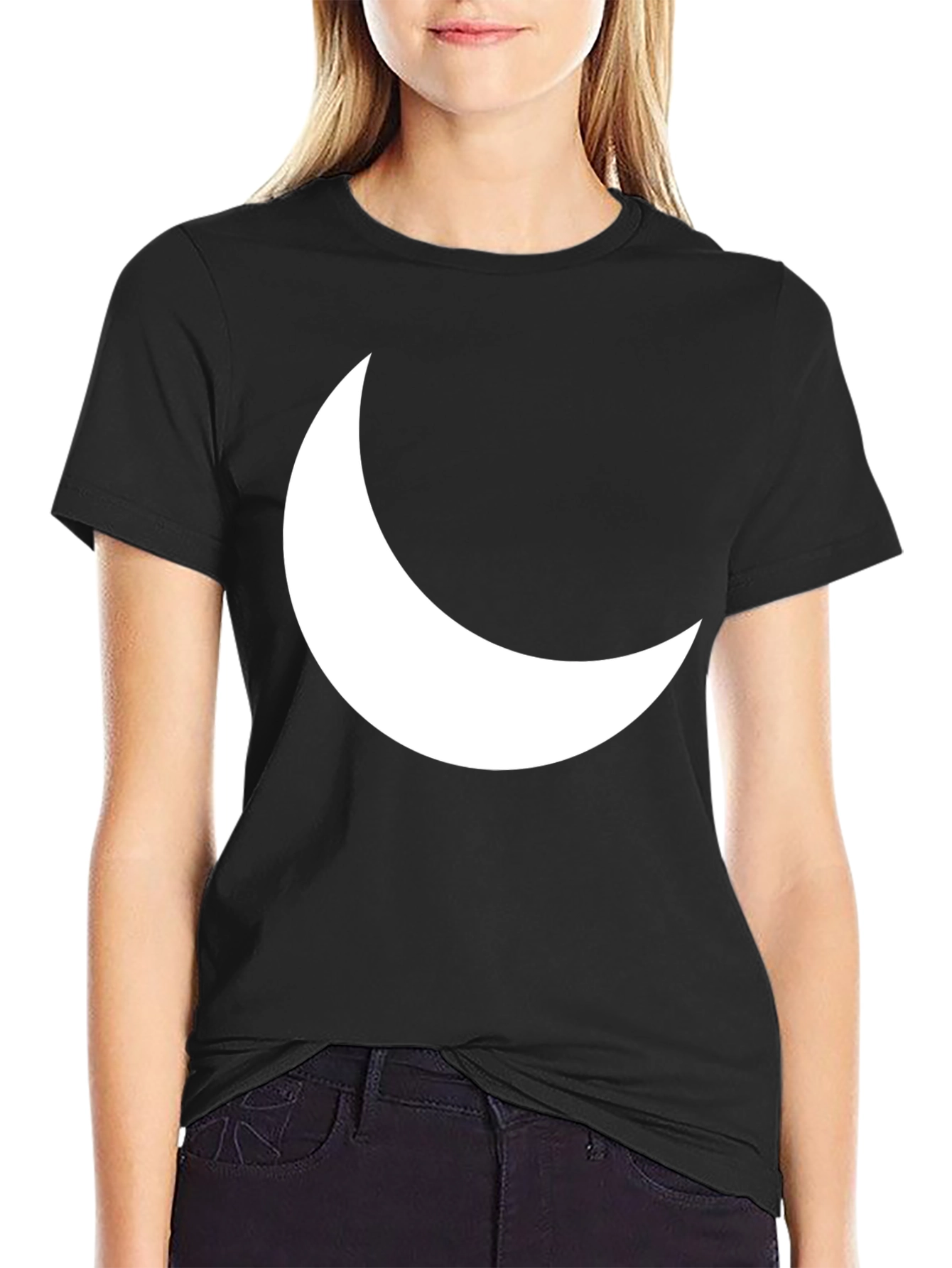 Crescent Moon Graphic T-Shirt - Stylish Black Tee