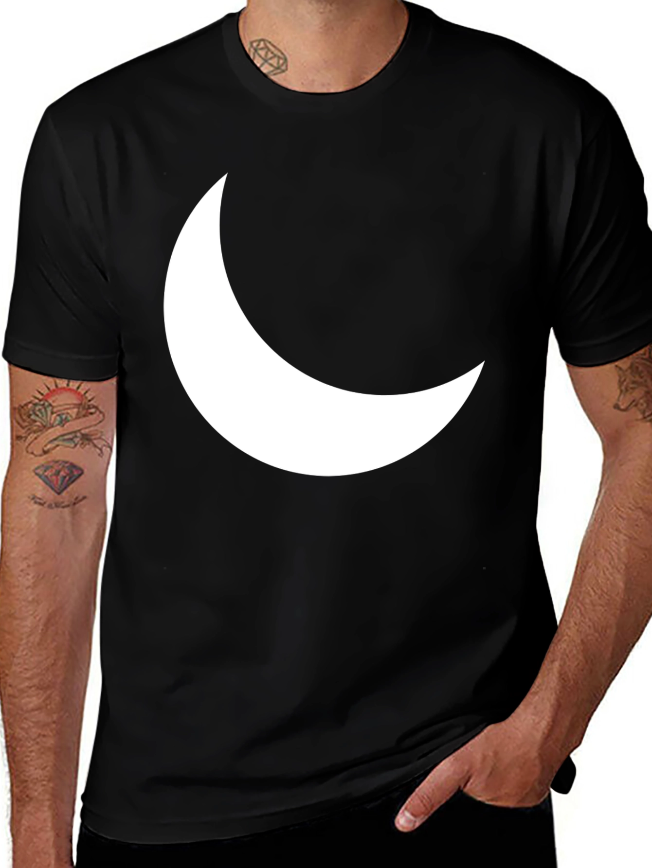 Crescent Moon Graphic T-Shirt - Stylish Black Tee