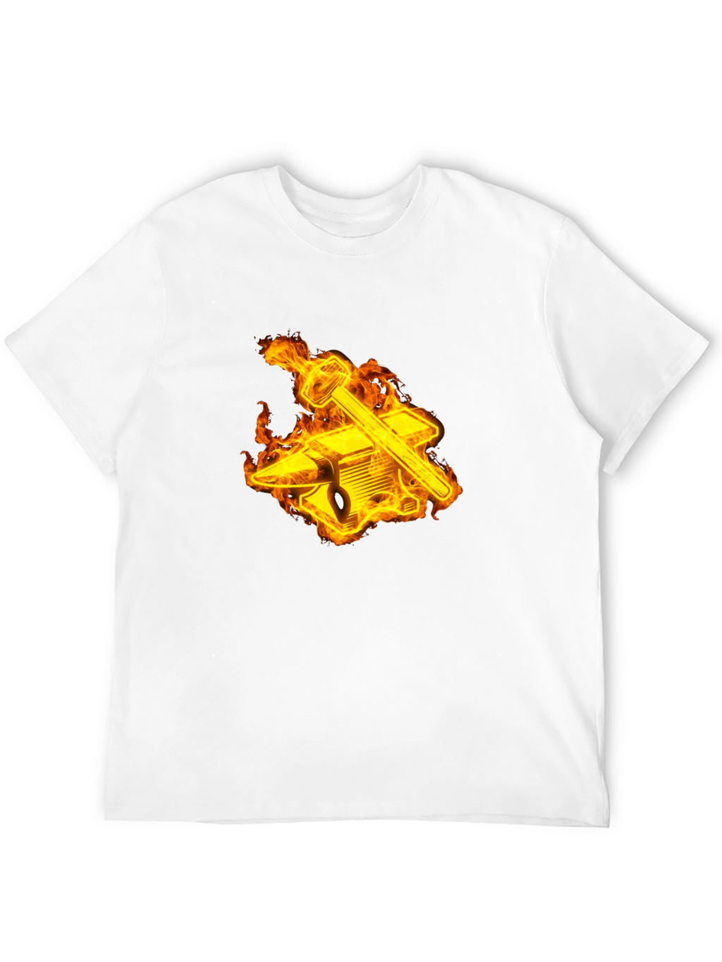 Fiery Blacksmith T-Shirt - Anvil & Hammer Design