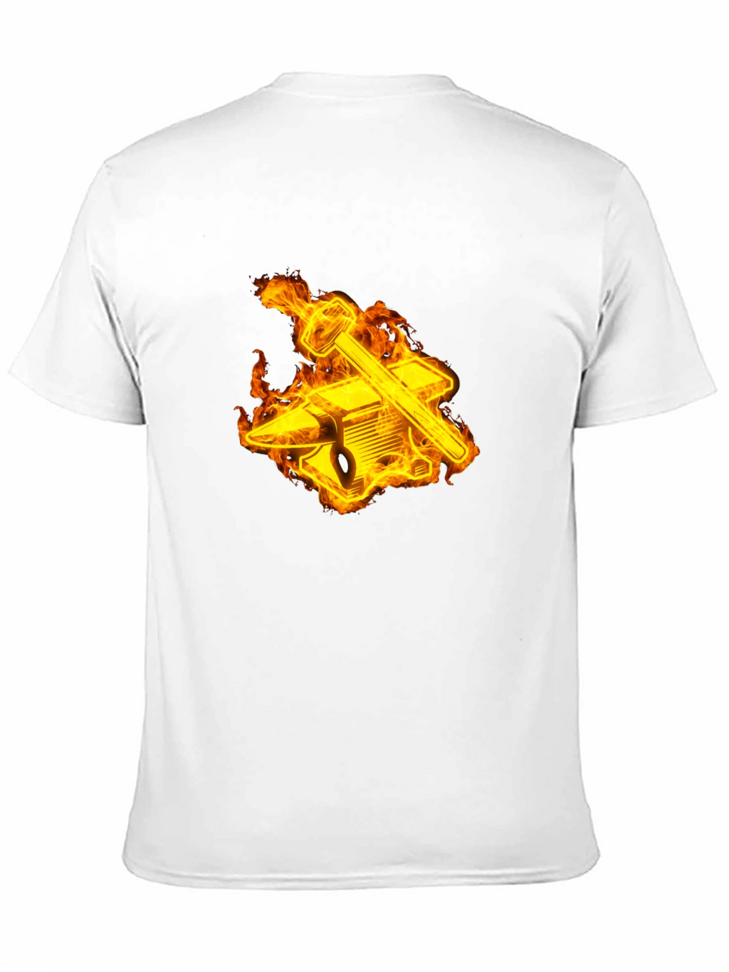 Fiery Blacksmith T-Shirt - Anvil & Hammer Design