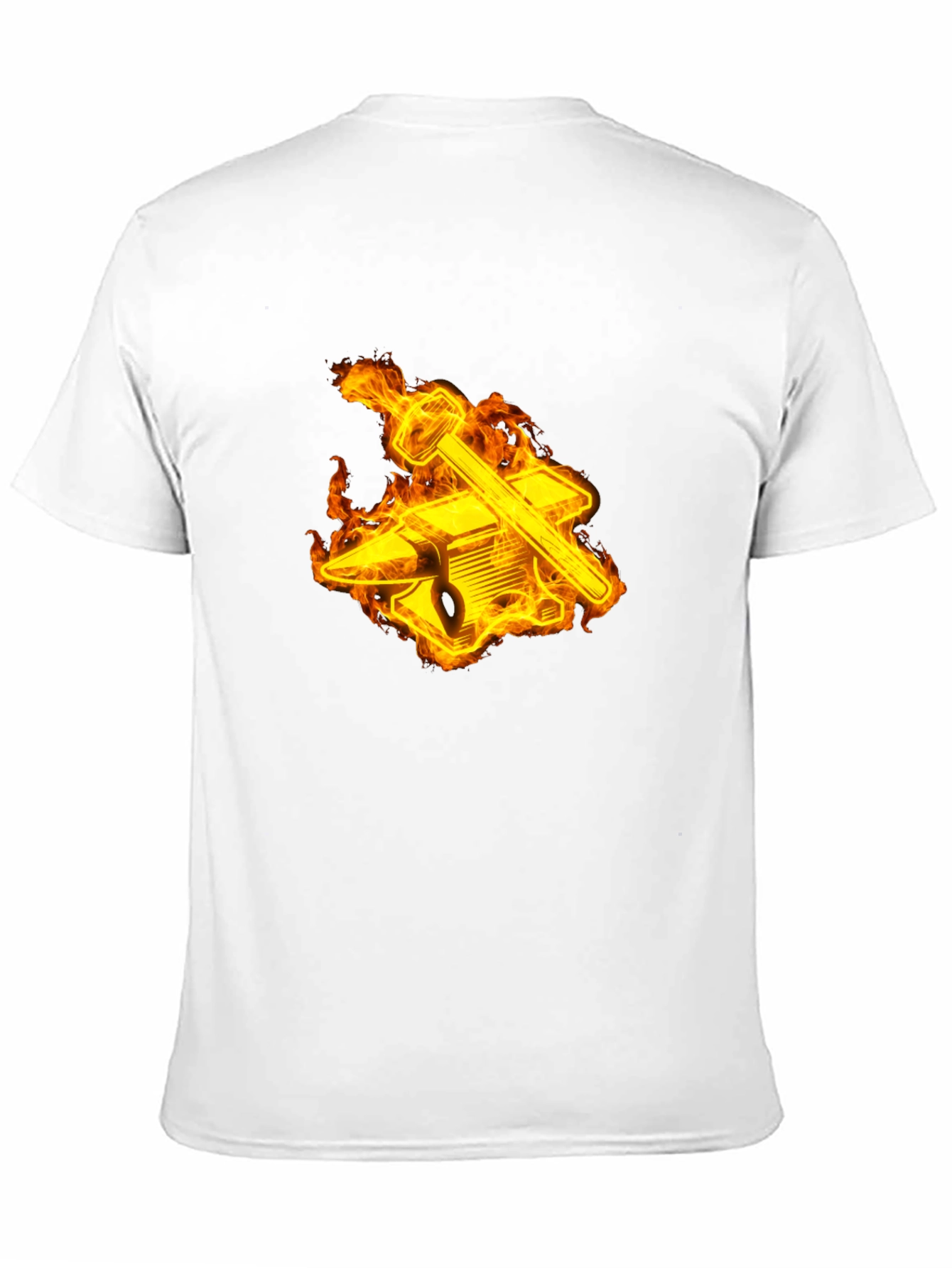Fiery Blacksmith T-Shirt - Anvil & Hammer Design