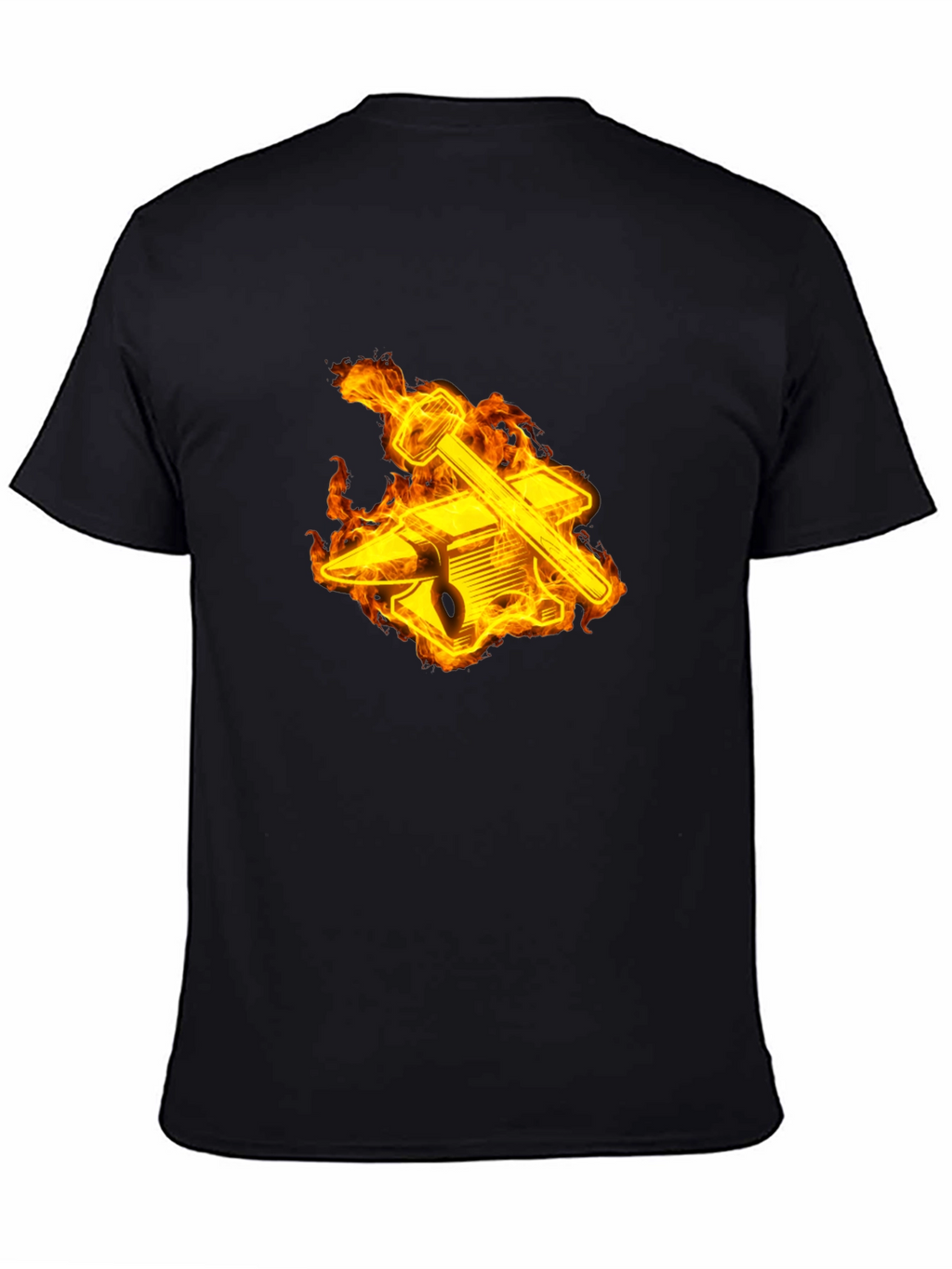 Fiery Blacksmith T-Shirt - Anvil & Hammer Design