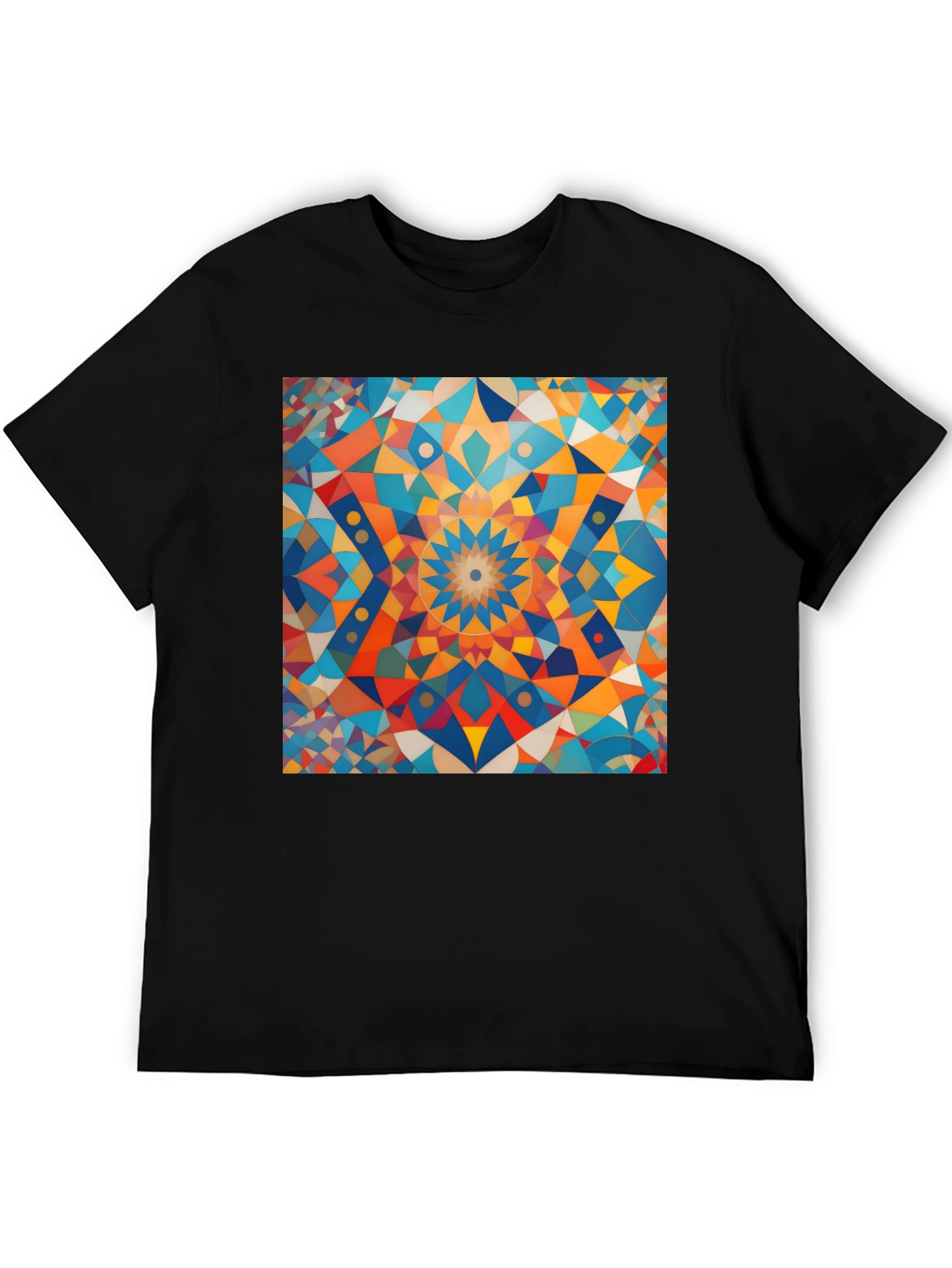 Geometric Mosaic Art Black T-Shirt