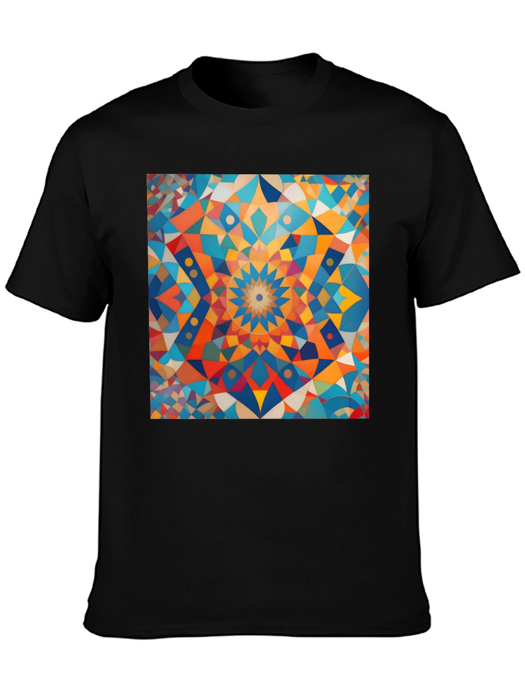 Geometric Mosaic Art Black T-Shirt