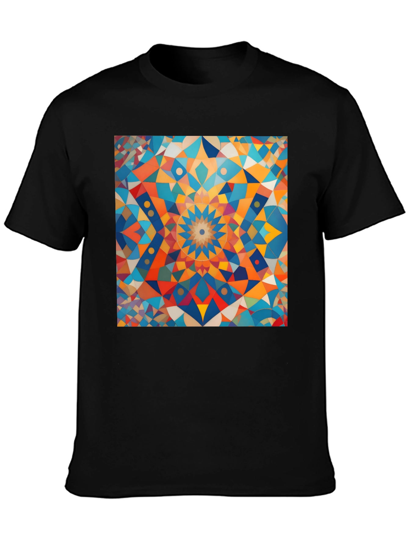 Geometric Mosaic Art Black T-Shirt