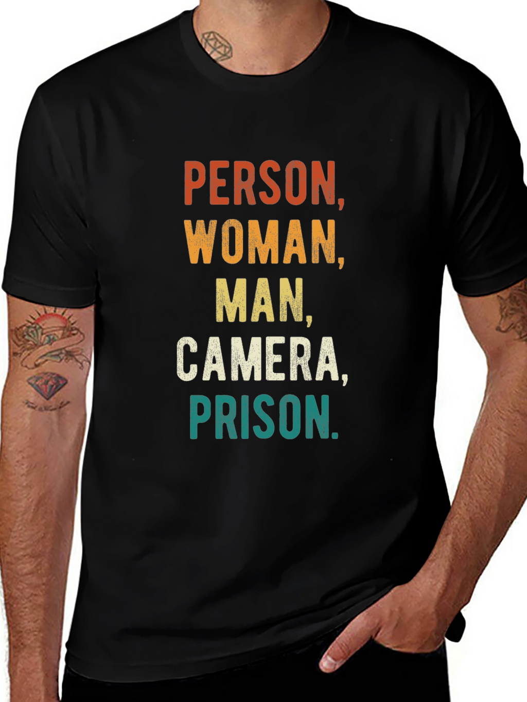Person Woman Man Camera Prison Funny Tee