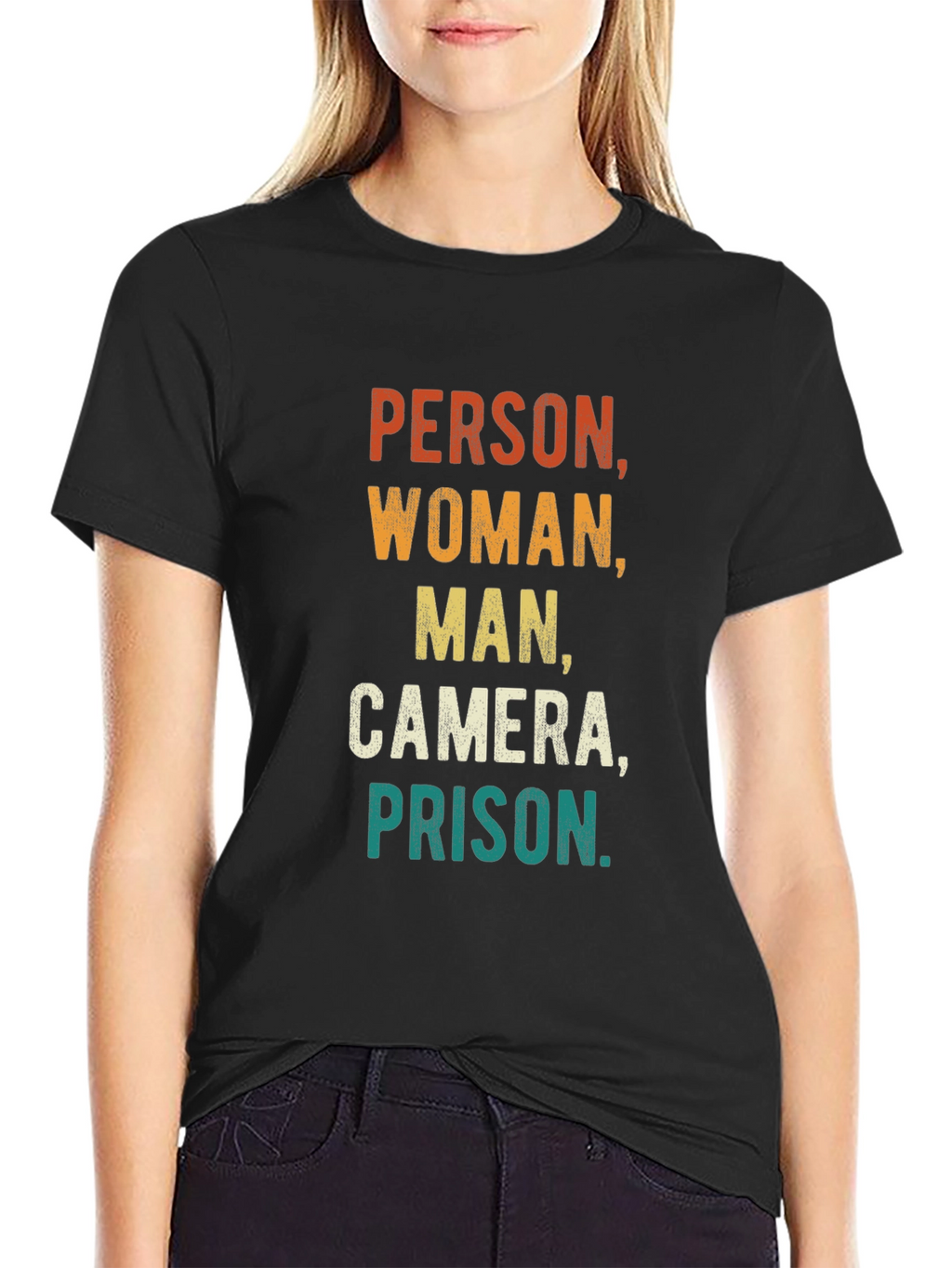 Person Woman Man Camera Prison Funny Tee
