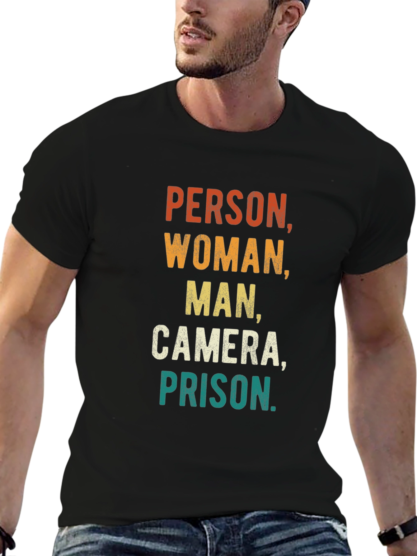 Person Woman Man Camera Prison Funny Tee