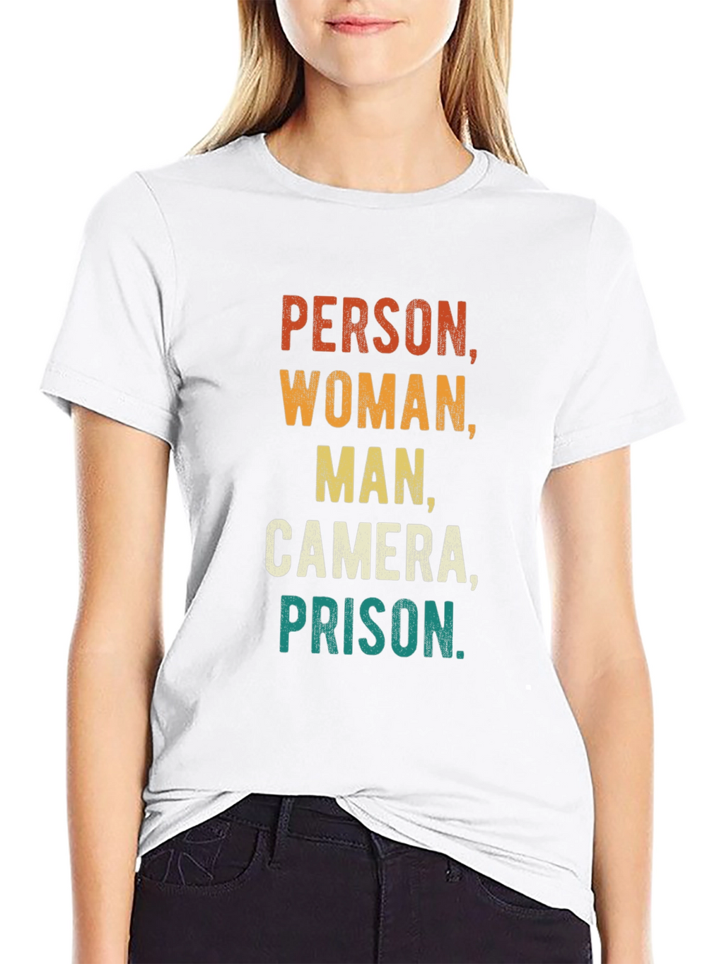 Person Woman Man Camera Prison Funny Tee