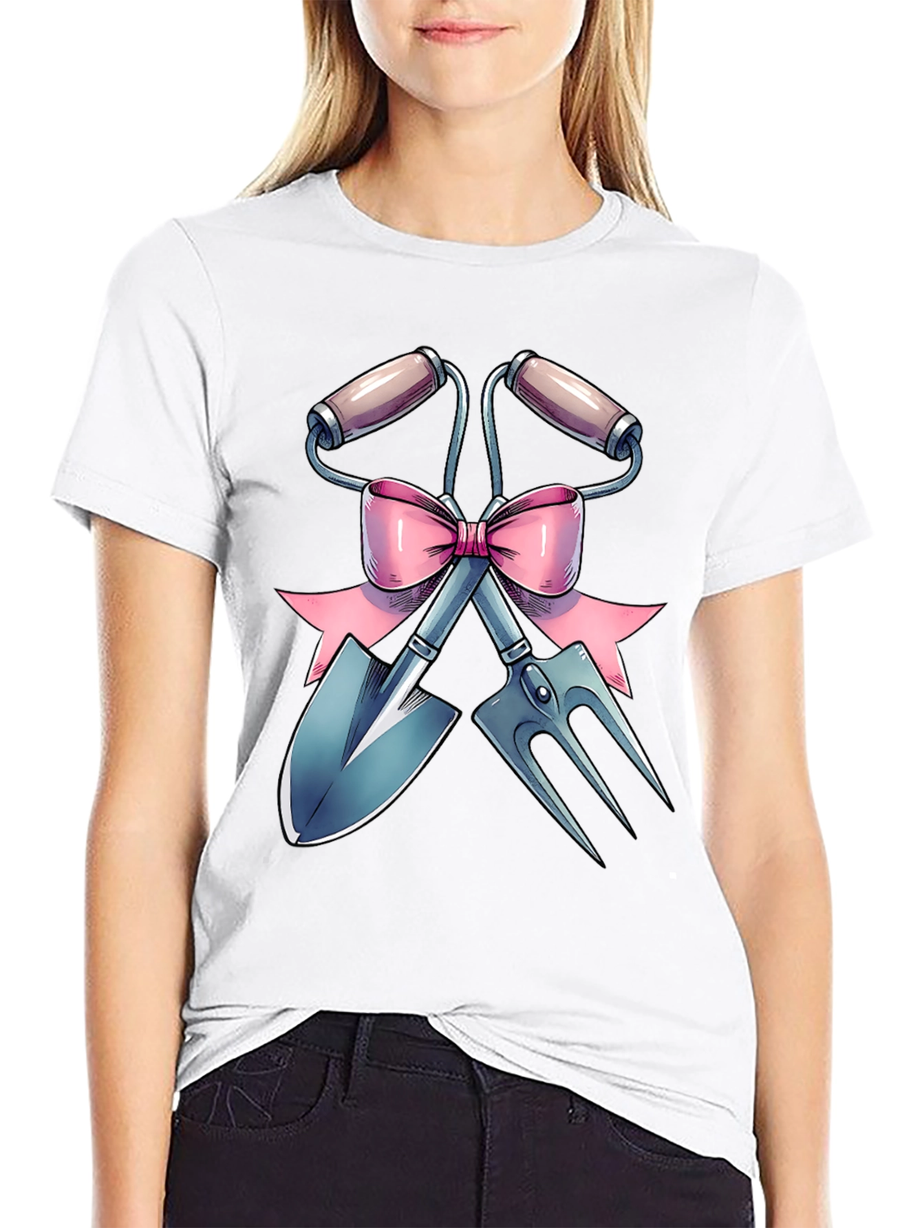 Gardening Tool T-Shirt with Bow