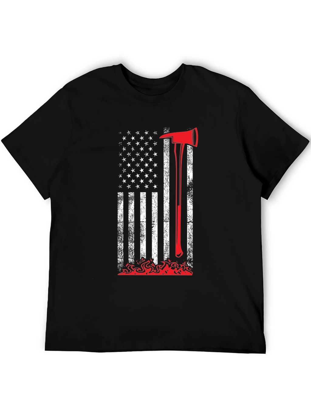 Firefighter Axe American Flag Graphic Tee