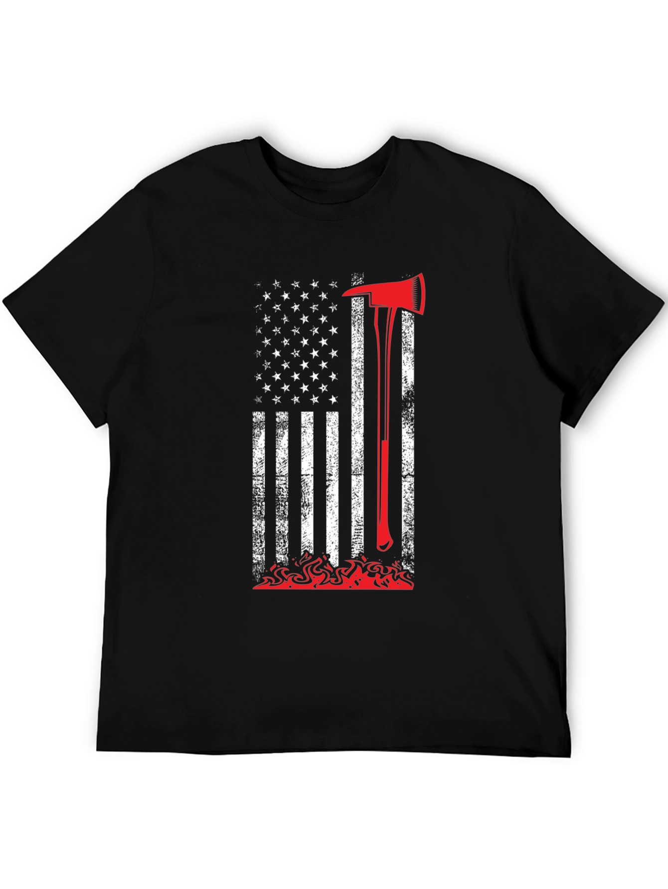Firefighter Axe American Flag Graphic Tee
