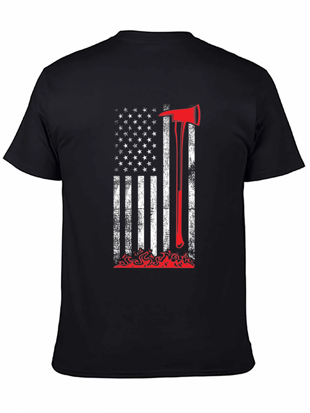 Firefighter Axe American Flag Graphic Tee
