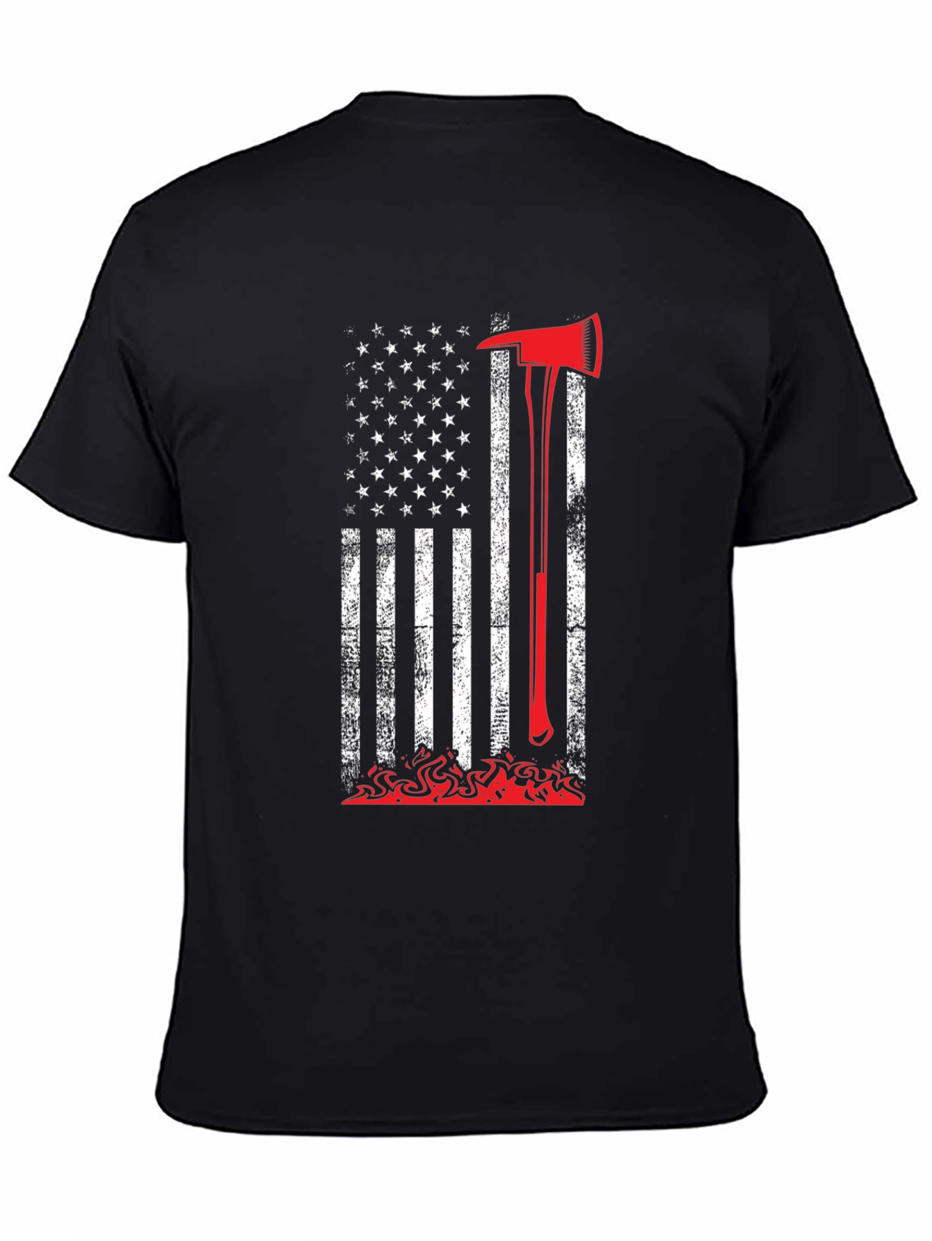 Firefighter Axe American Flag Graphic Tee