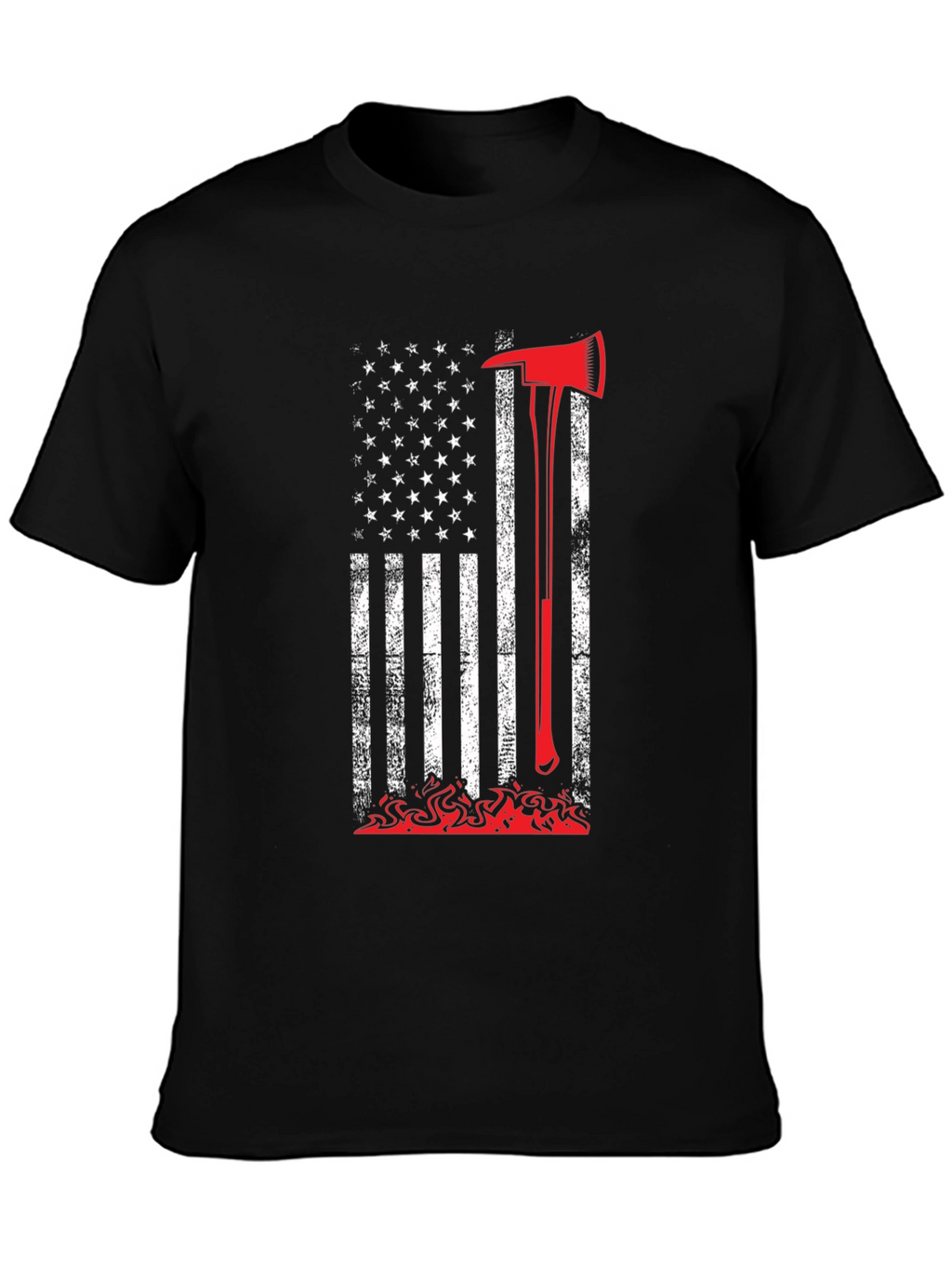 Firefighter Axe American Flag Graphic Tee