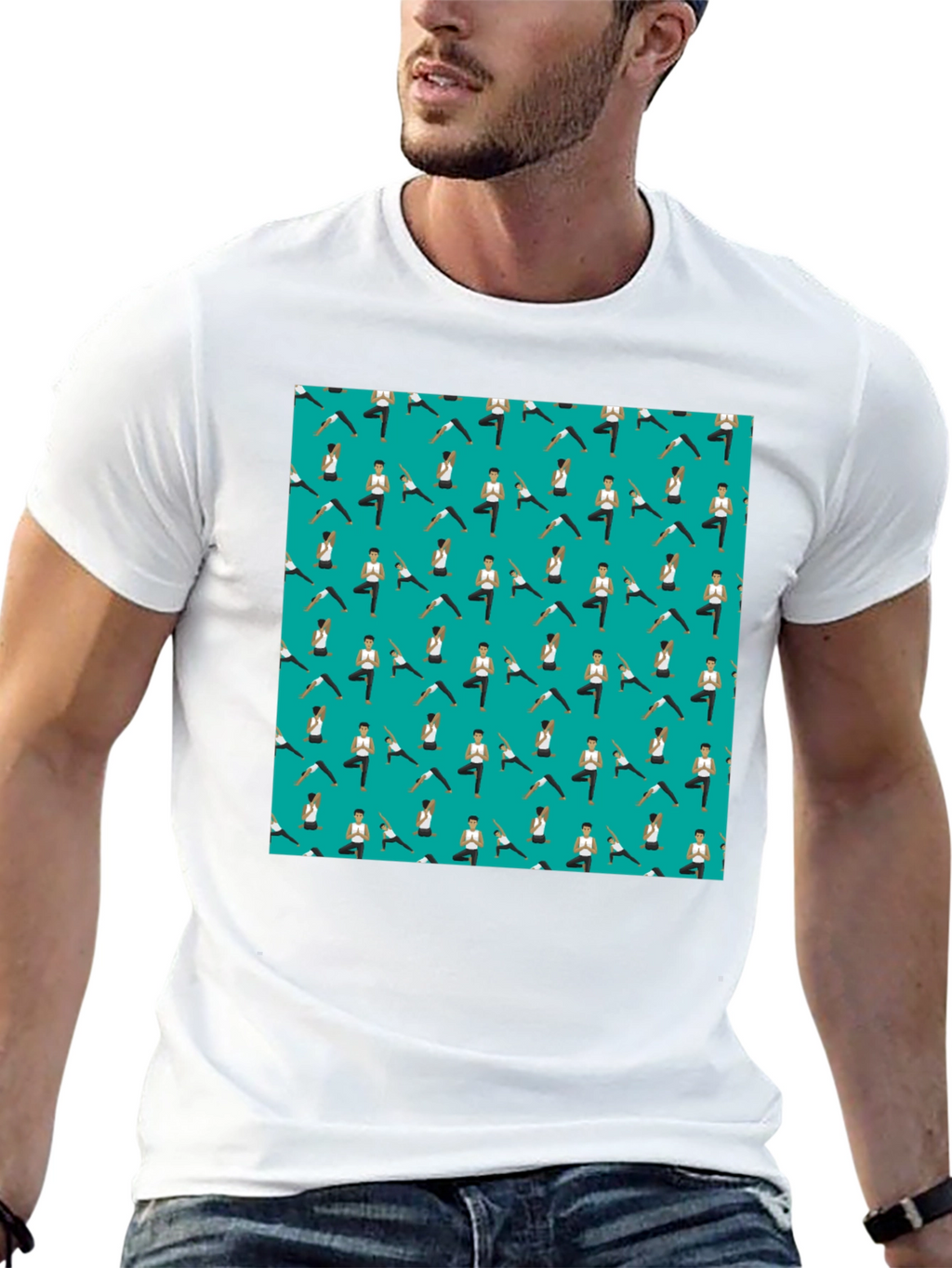 Yoga Pattern Mens Black T-Shirt
