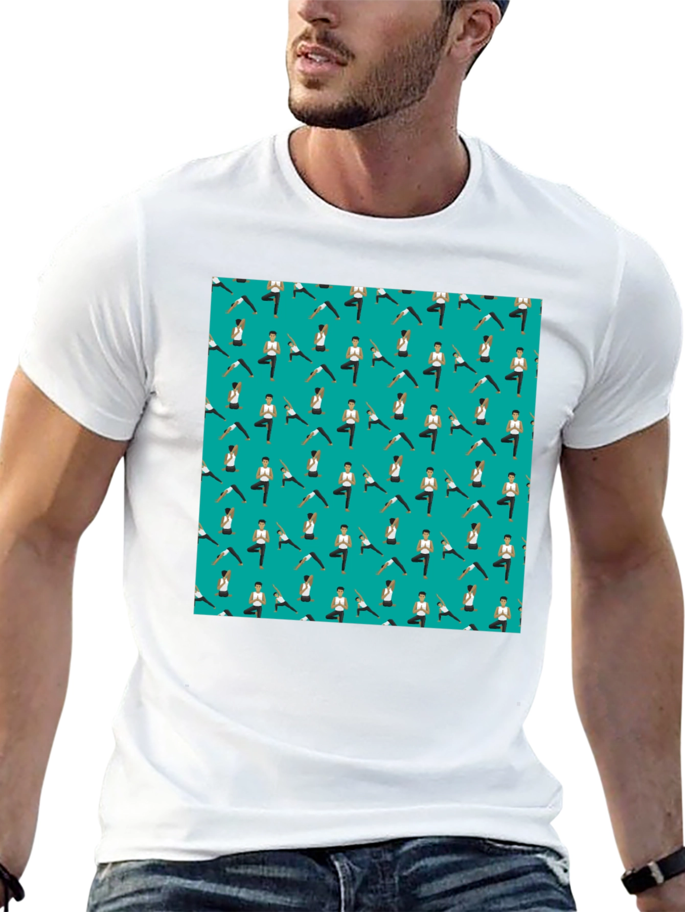 Yoga Pattern Mens Black T-Shirt