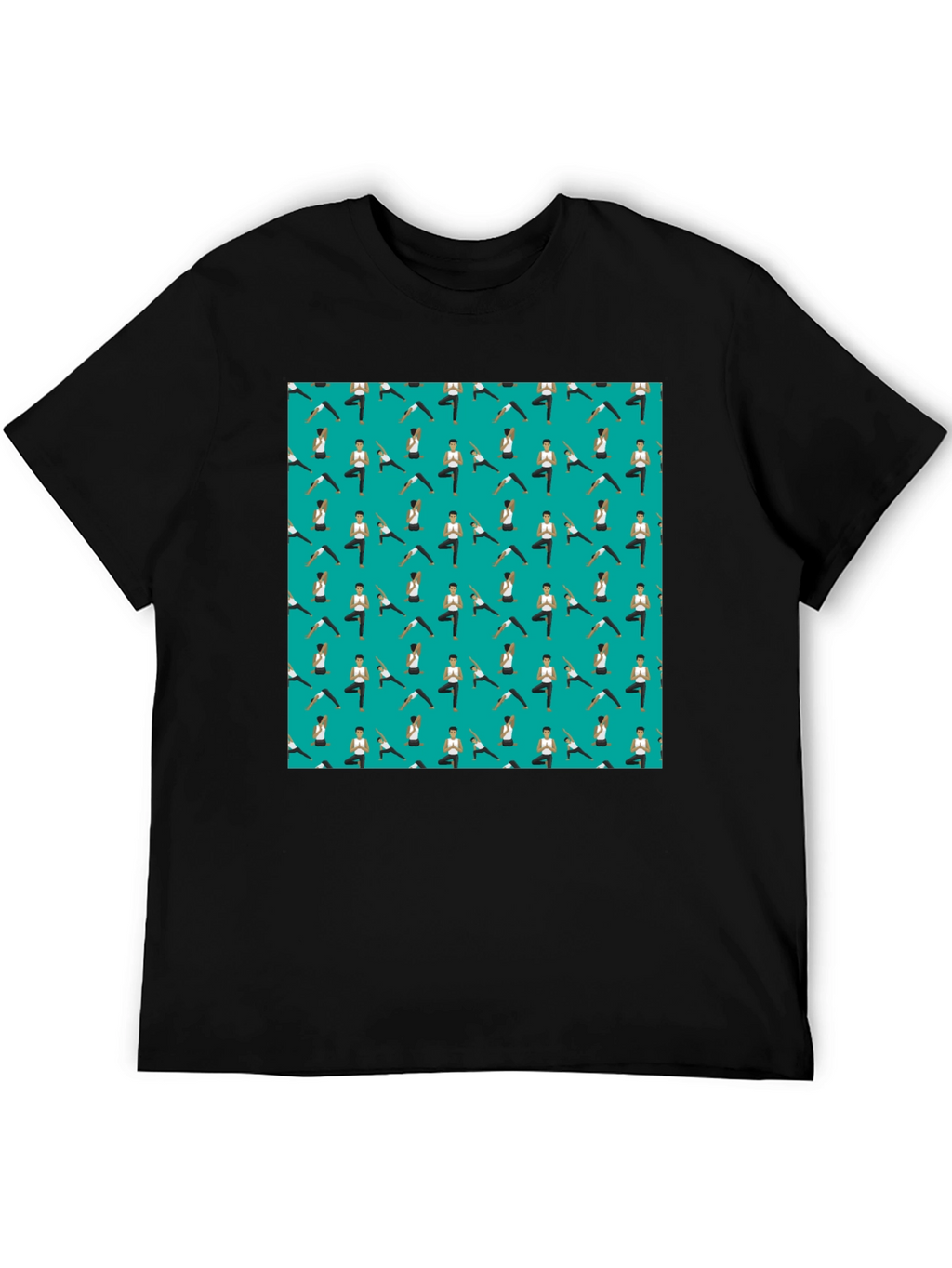 Yoga Pattern Mens Black T-Shirt