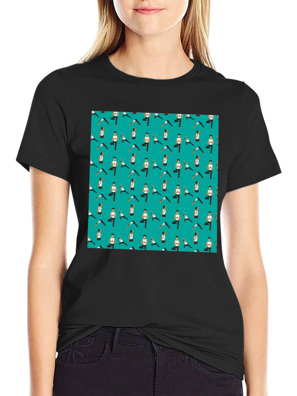 Yoga Pattern Mens Black T-Shirt