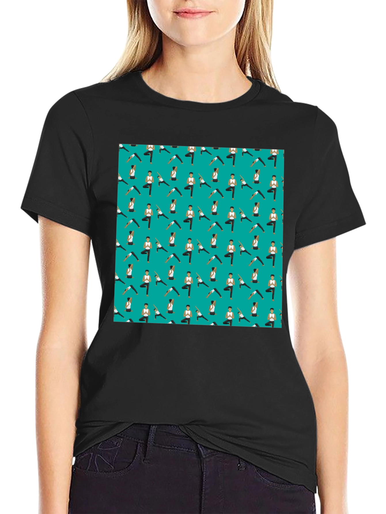 Yoga Pattern Mens Black T-Shirt