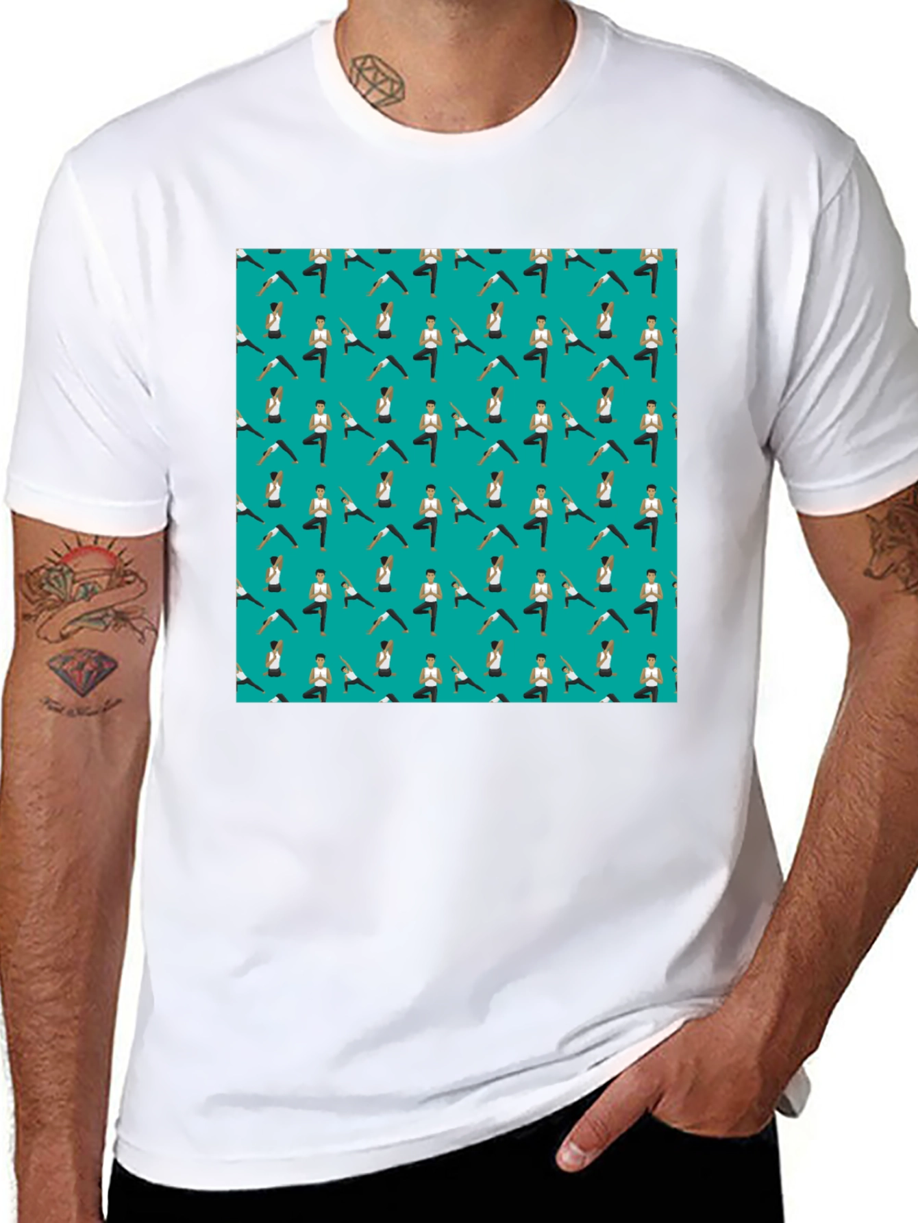 Yoga Pattern Mens Black T-Shirt