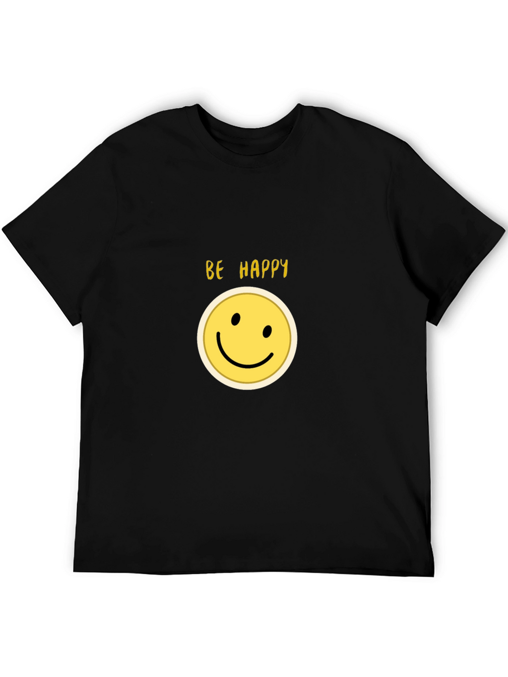 Be Happy Smiley Face Black T-Shirt