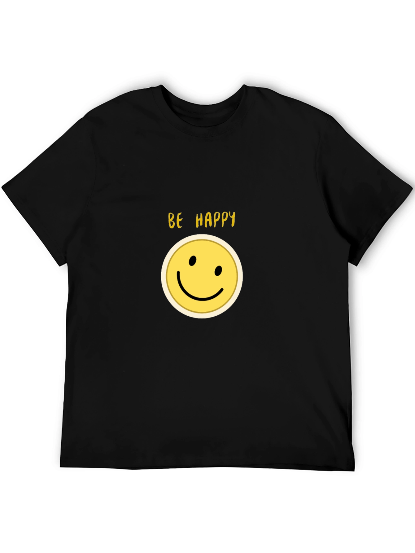 Be Happy Smiley Face Black T-Shirt